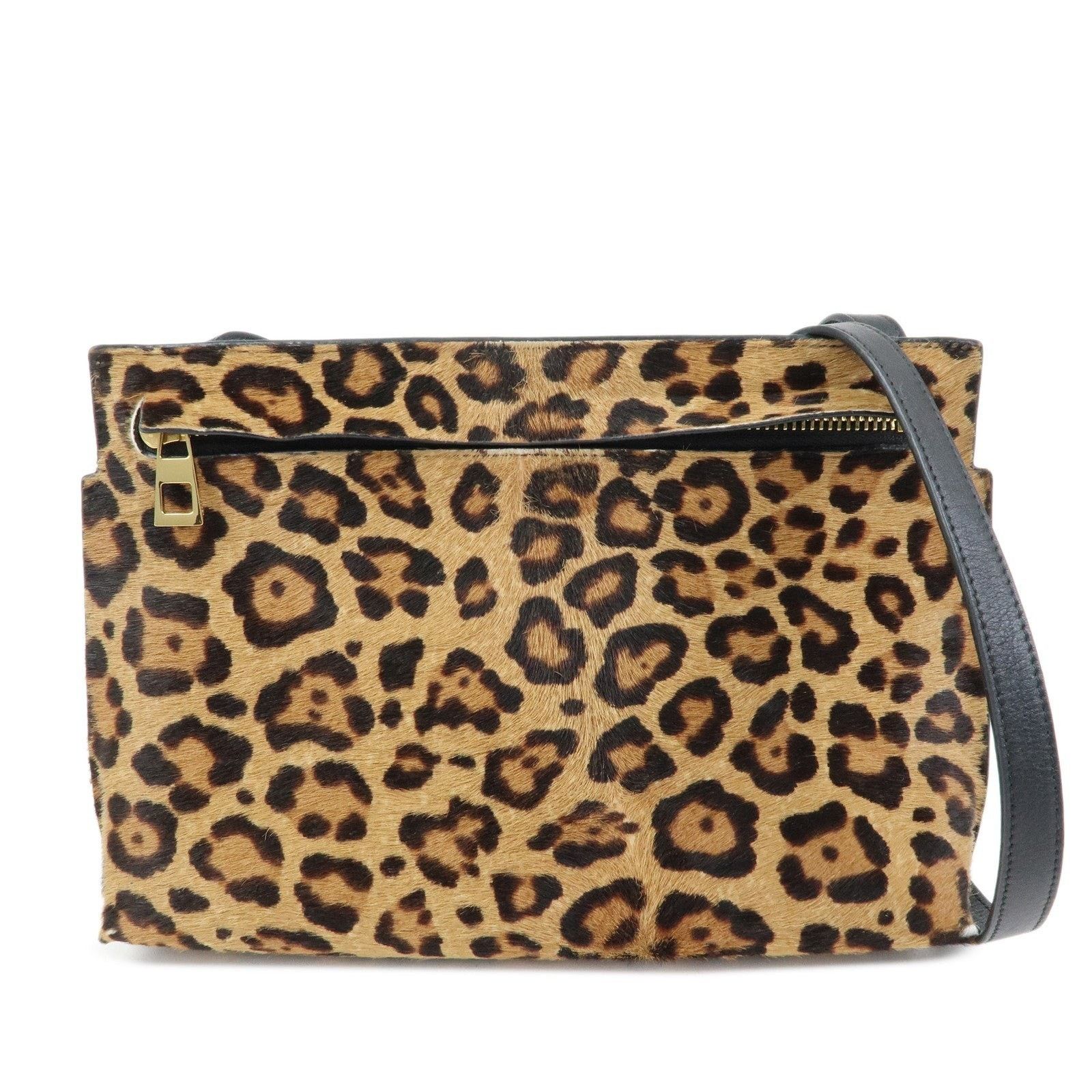 Loewe Loewe Calfskin Leopard Print Shoulder Bag Brown Size ONE SIZE - 1 Thumbnail