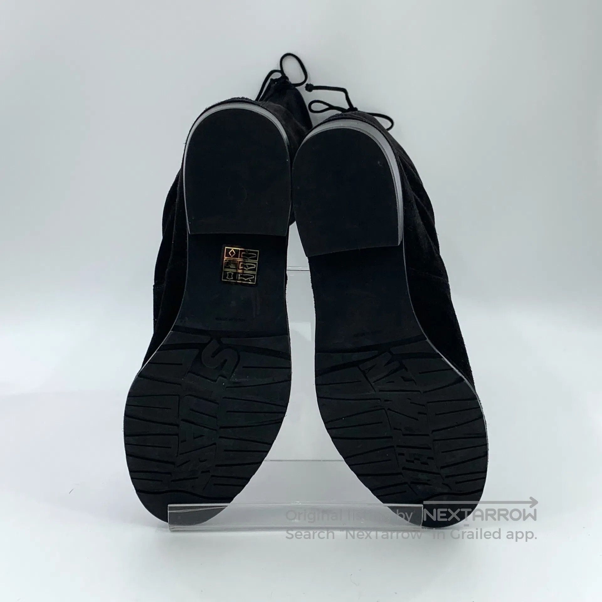 Swarovski SW Black Suede Round Toe Flat Casual Tall Boots| Size US 5.5 / IT 35.5 - 5 Thumbnail
