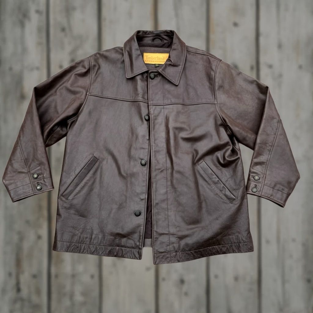 Timberland VINTAGE Timberland Weathergear Heavyweight Leather Jacket Men's XL Brown Bomber Jacket 90s Classic Outdoor Winter Size US XL / EU 56 / 4 - 1 Thumbnail