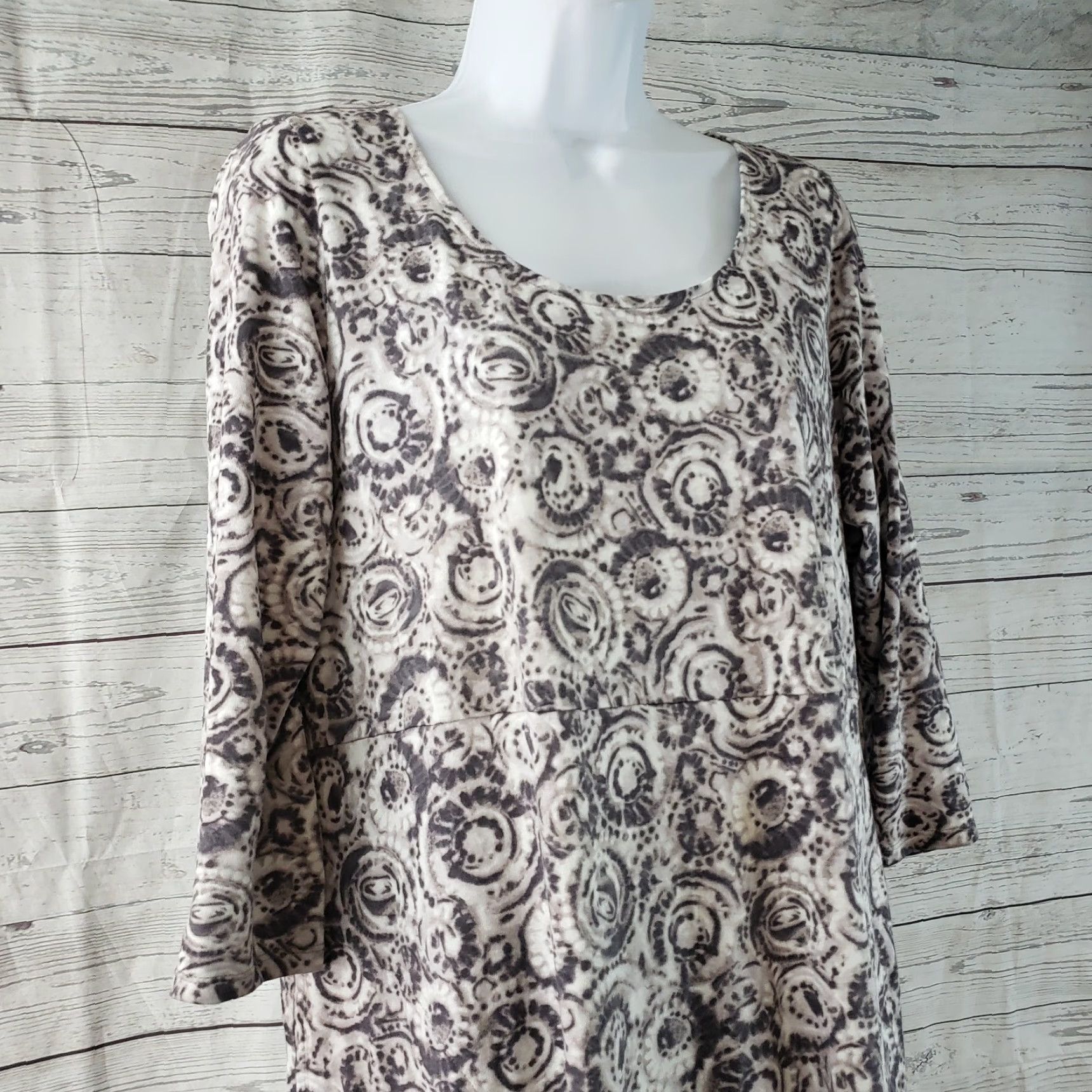 J. Jill PureJill Dress Womens Gray Medium 3/4 Sleeve Pockets Cotton Blend Scoop Neck Shirt Style Casual Womens M Size M / US 6-8 / IT 42-44 - 2 Thumbnail