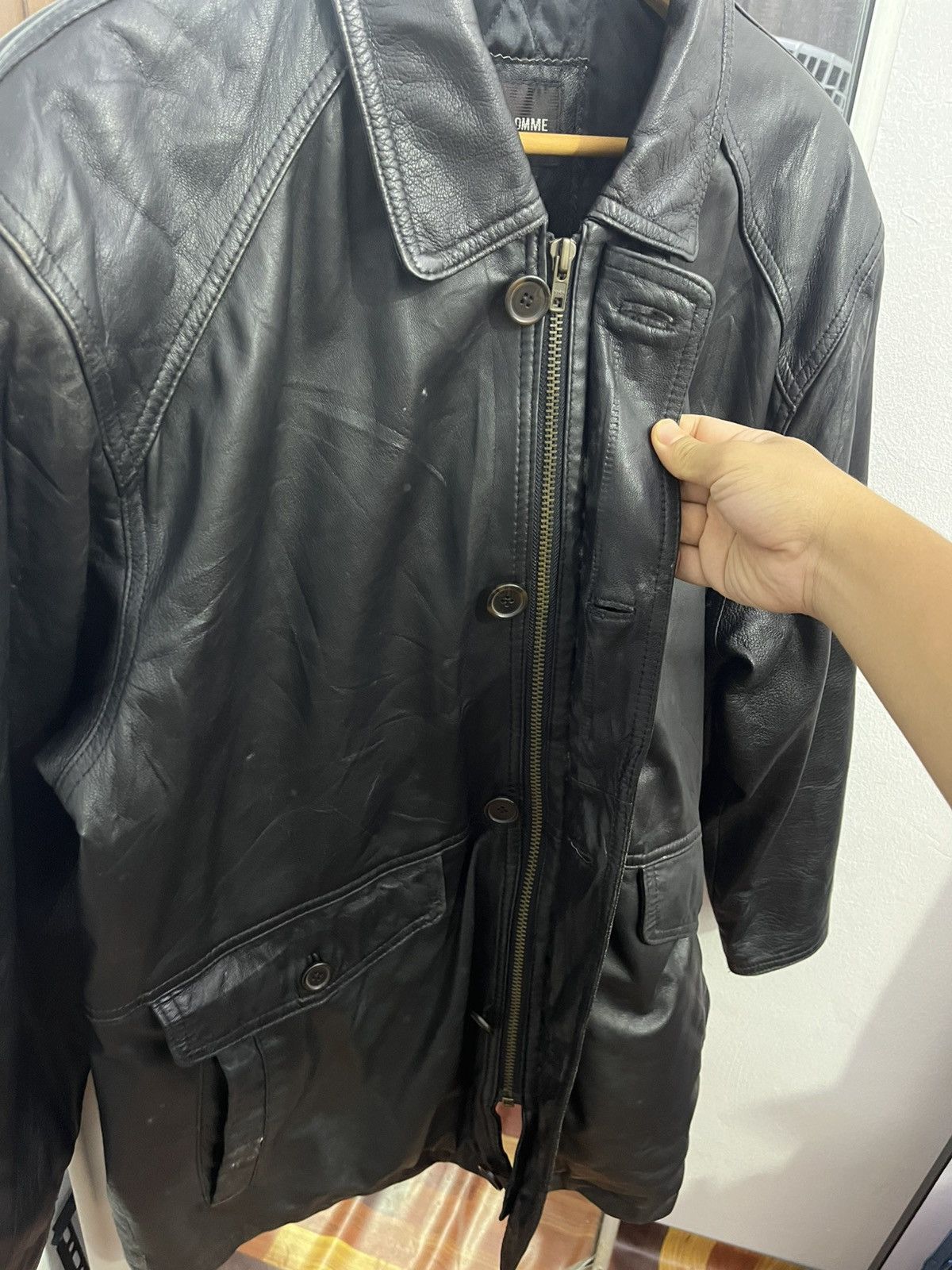 Genuine Leather Vintage Korean Leather Car Coat Jacket Black M Size US M / EU 48-50 / 2 - 6 Thumbnail