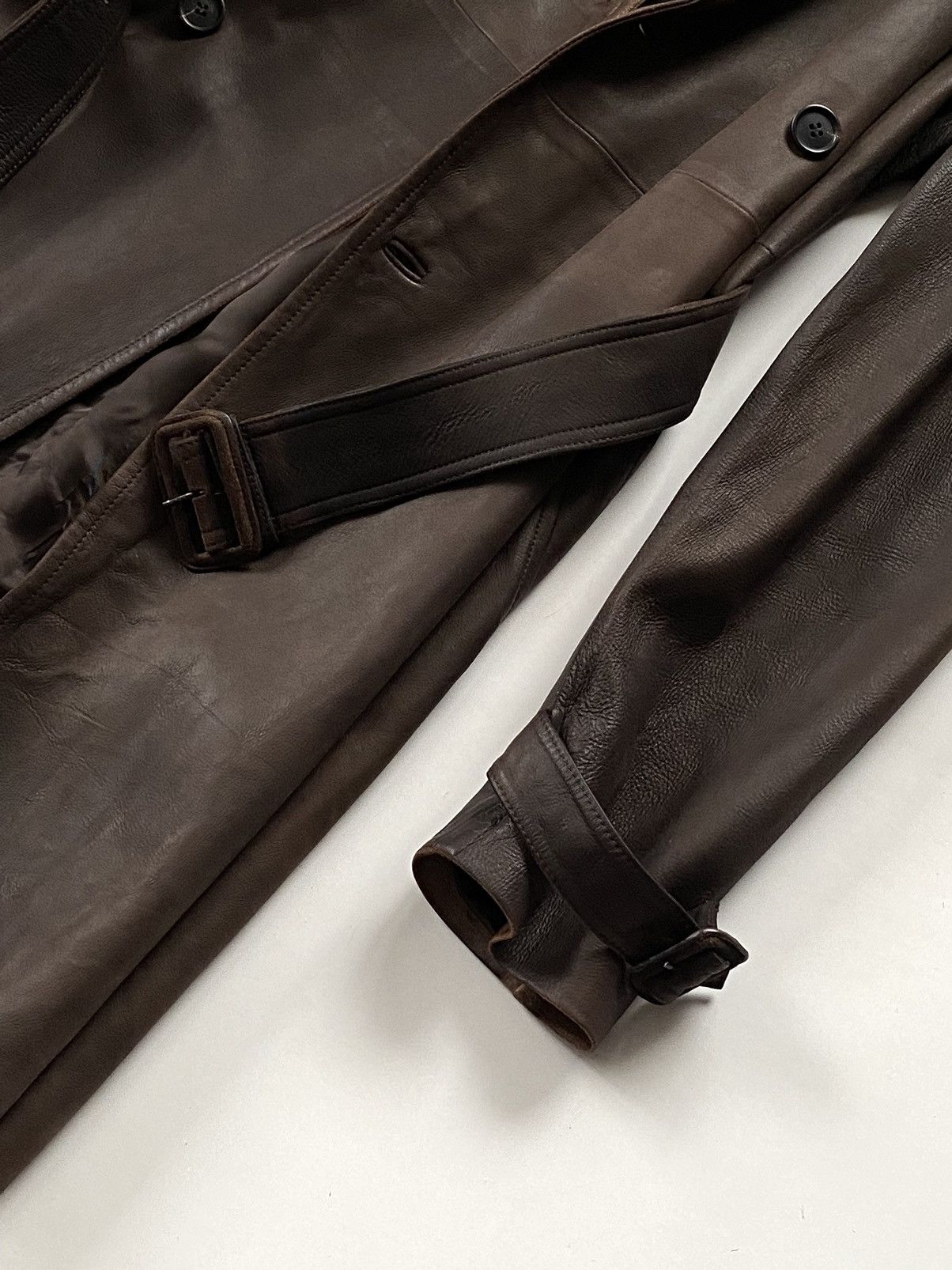 Miu Miu 🔥Archive Miu Miu FW2006 Hand Dyed Leather Trench Coat Brown Size M / US 6-8 / IT 42-44 - 13 Thumbnail