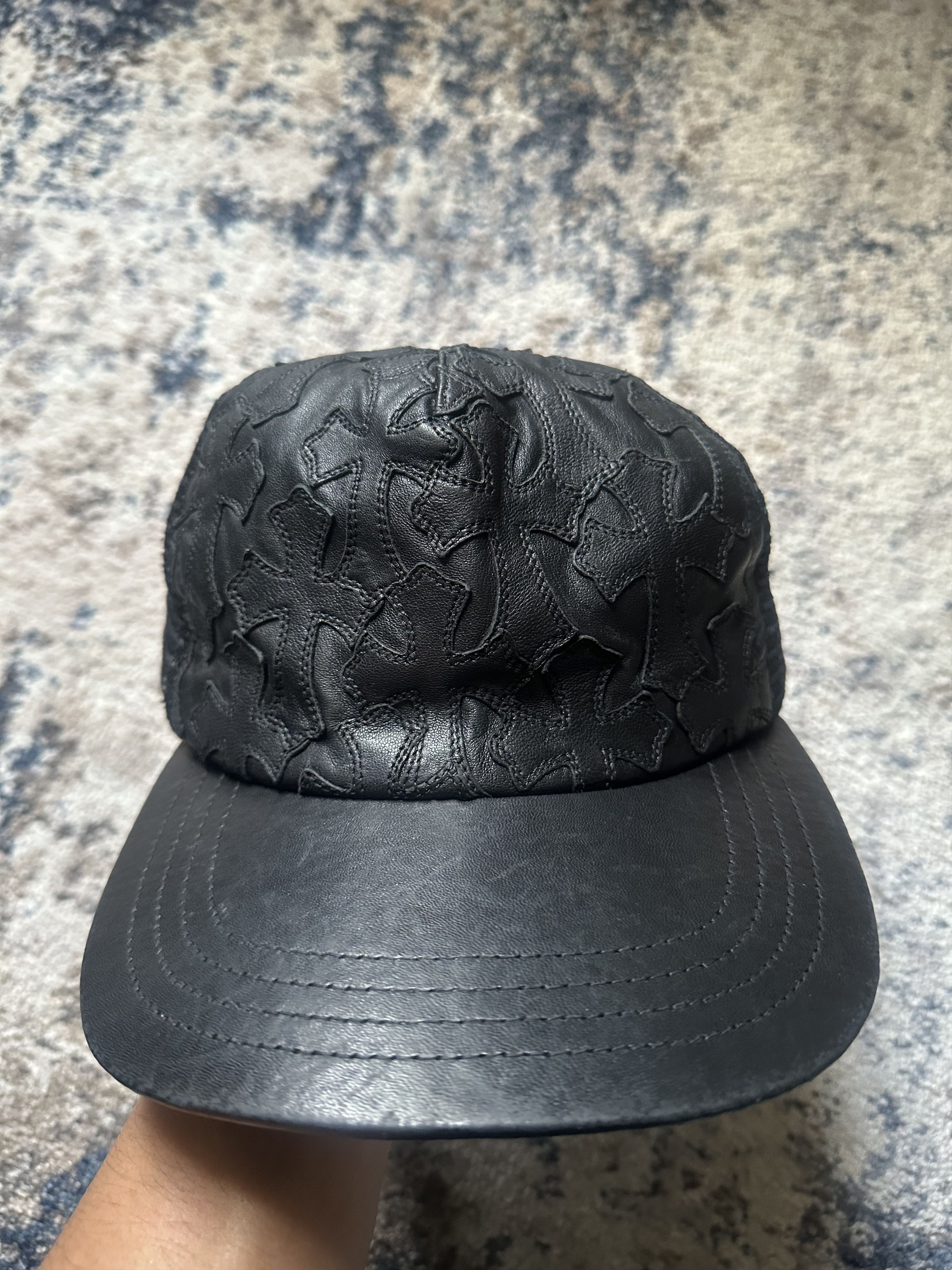 Chrome Hearts Black Grey chrome hearts leather cross patch hat