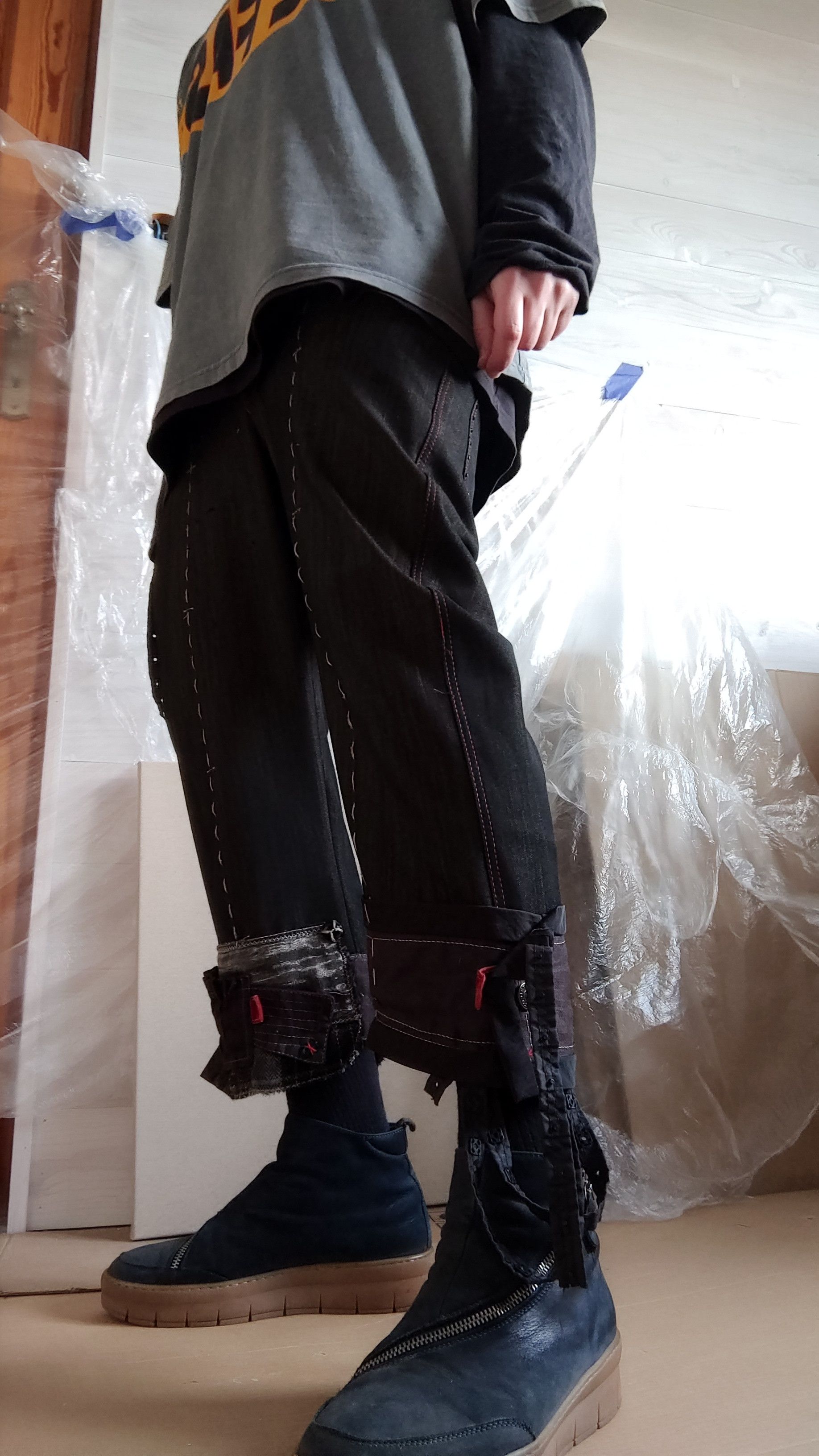 Vintage Asymmetric Patchwork Pants Bootcut Goth grunge Noir Alt Size US 32 / EU 48 - 8 Thumbnail