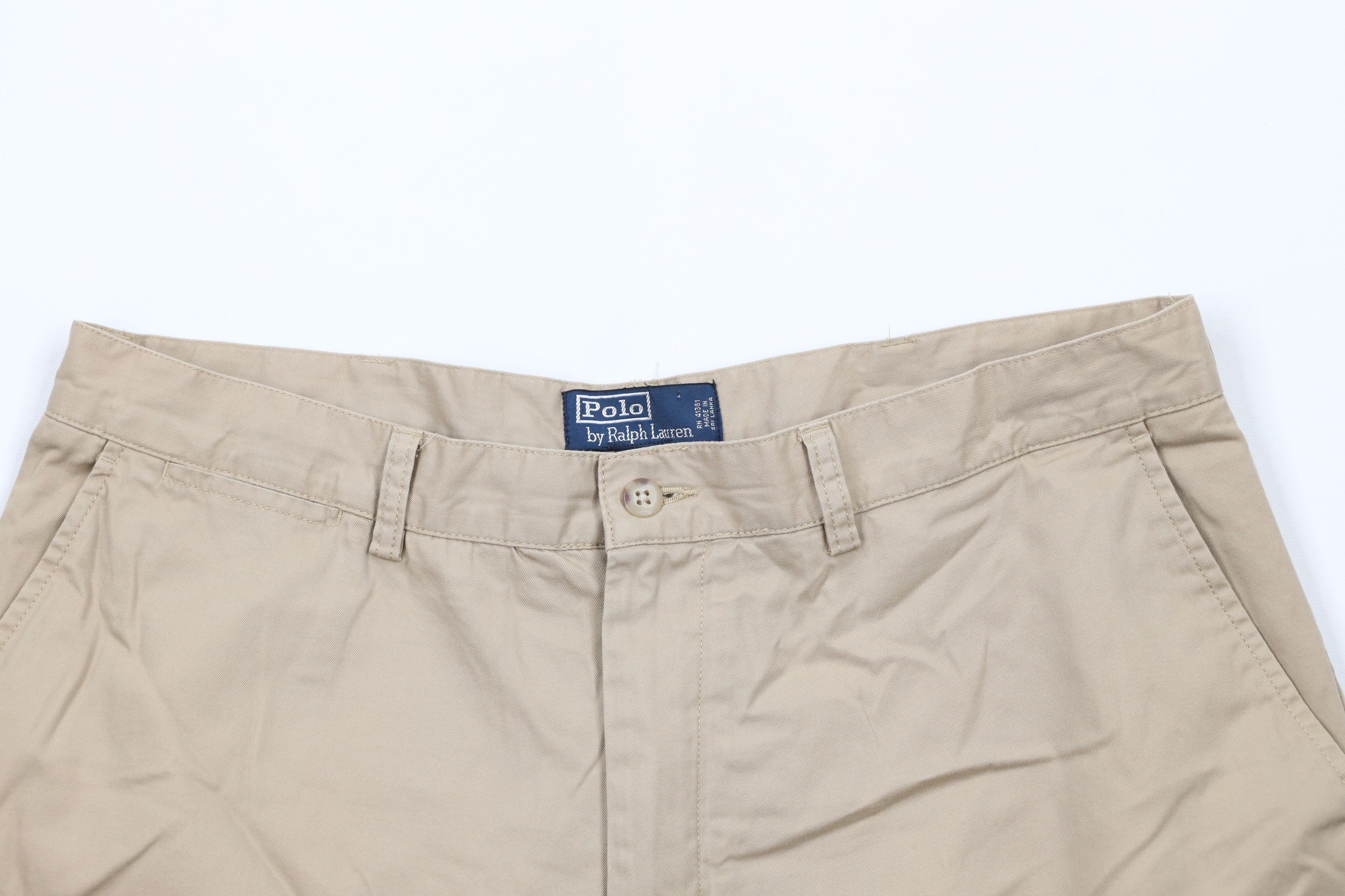 Ralph Lauren × Vintage Vintage 90s Ralph Lauren Front Above Knee Chino Shorts Beige Size US 36 / EU 52 - 2 Thumbnail