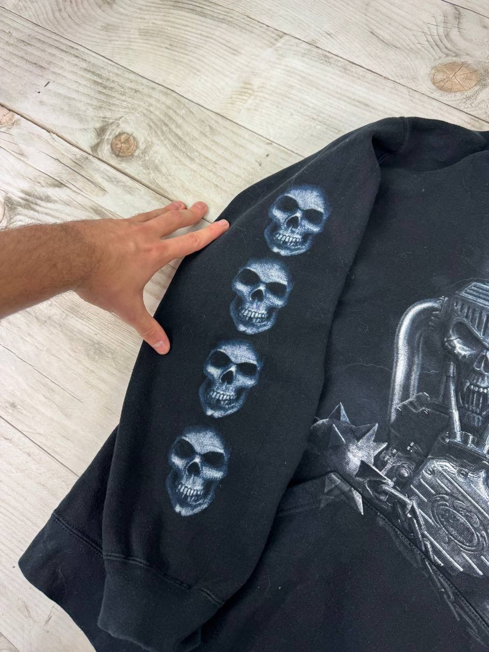 Vintage Spiral Hoodie Ghost Racer Skull Harley Davidson Moto Y2K 90s Size US L / EU 52-54 / 3 - 16 Thumbnail