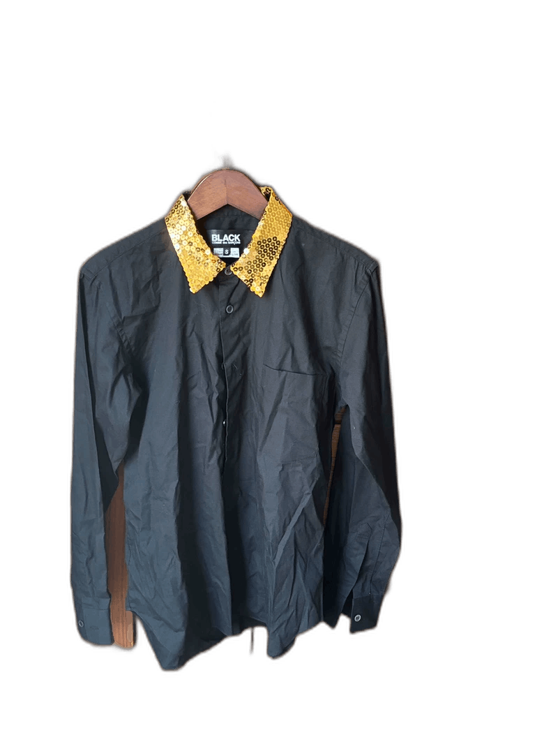 Comme des Garcons Black Long Sleeve Shirt with Yellow Collar Size US S / EU 44-46 / 1 - 1 Thumbnail