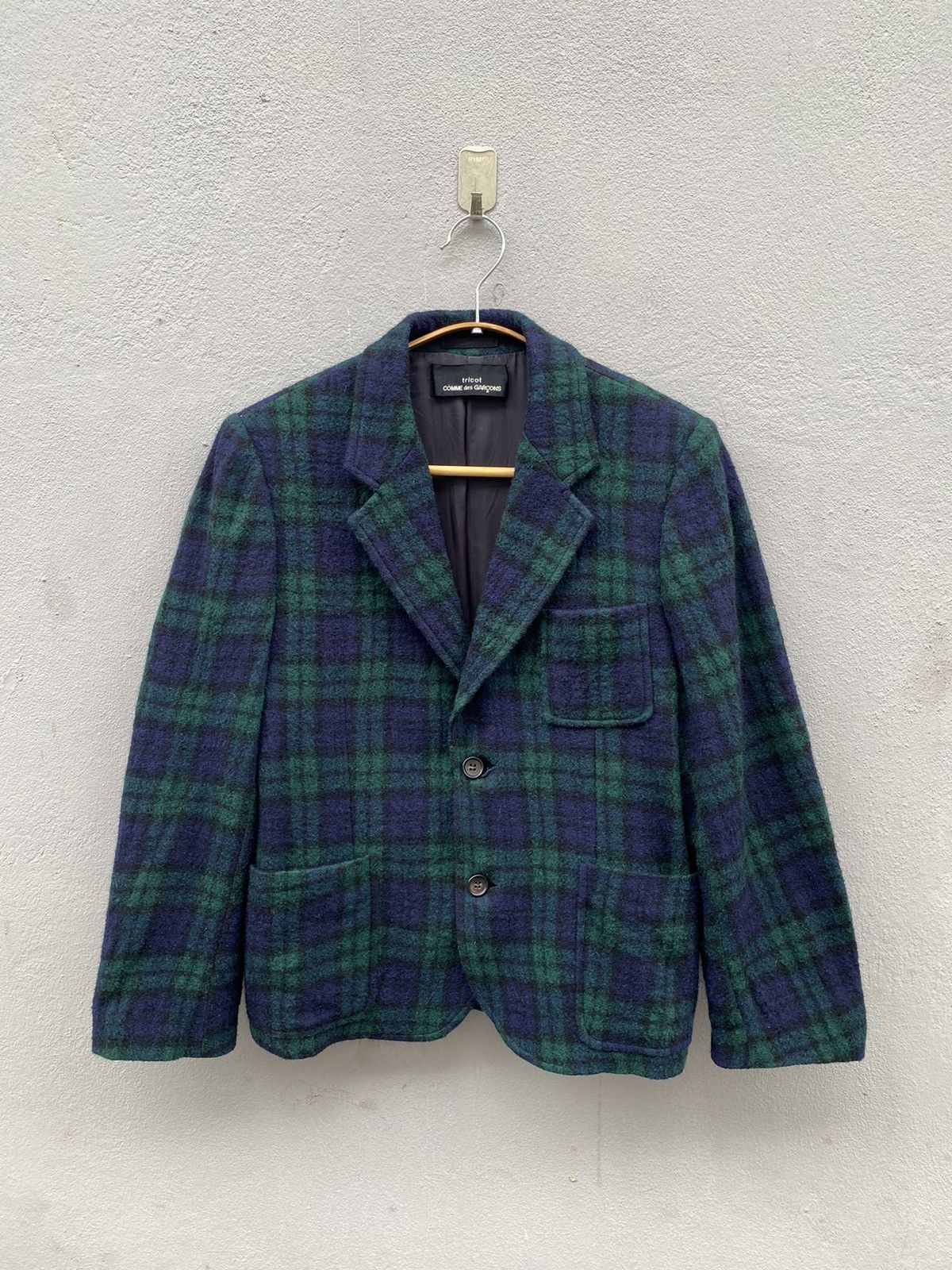 Comme des Garcons × Rei Kawakubo × Vintage AD1998 Comme des Garçons “tricot” Wool Checked Mohair Blazer Size M / US 6-8 / IT 42-44 - 1 Thumbnail