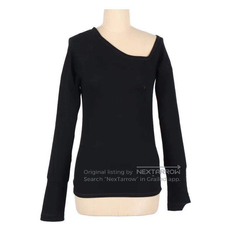 Helmut Lang Helmut Lang Slant collar black woolen top knitted sweater Size XS / US 0-2 / IT 36-38 - 1 Thumbnail