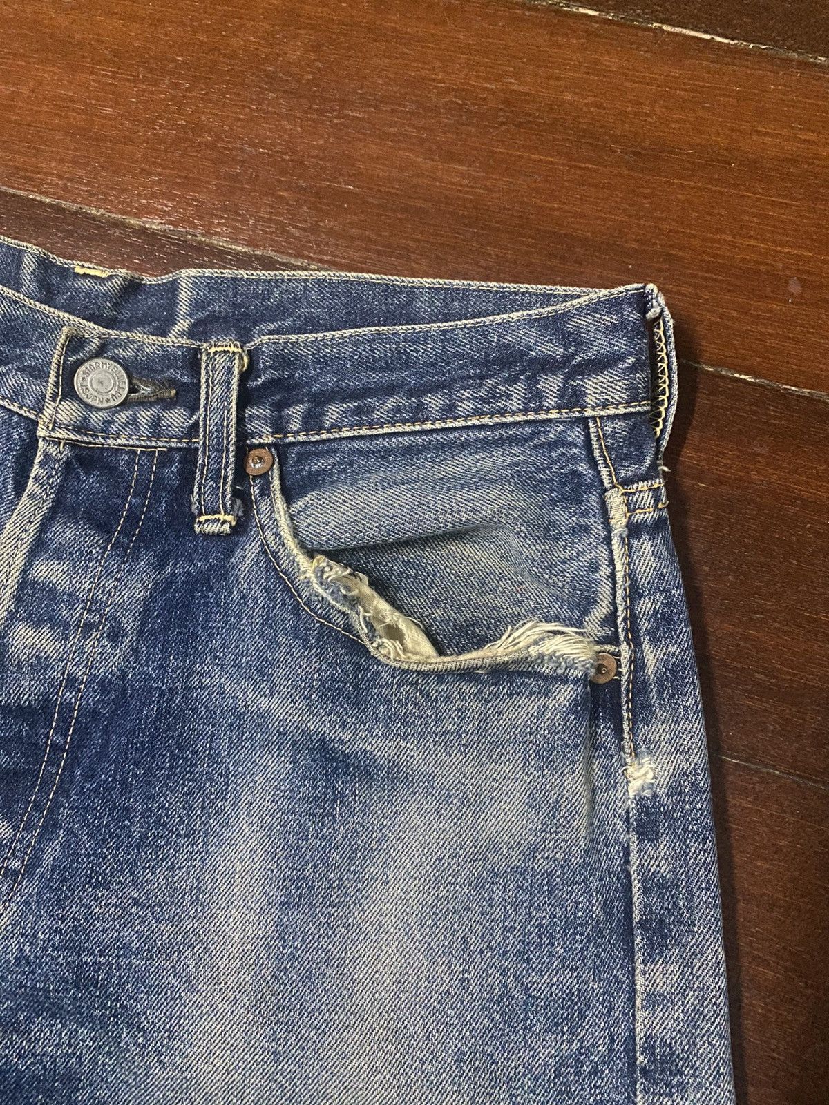 Pherrow's Pherrow’s Stormy Blue lot 404 Flared Denim Jeans distressed Size US 30 / EU 46 - 11 Thumbnail