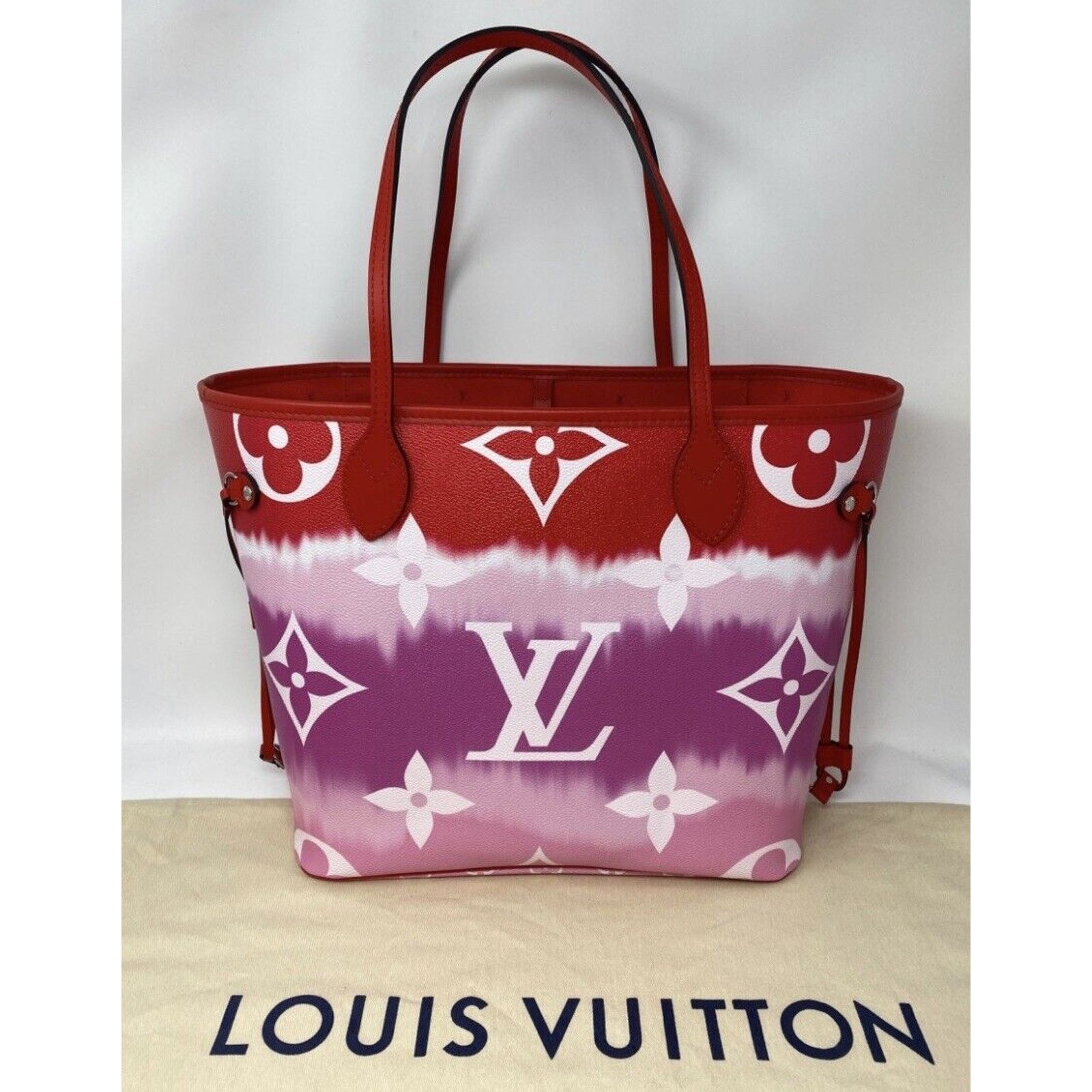 Louis Vuitton Louis Vuitton Neverfull Tote MM Pink/Red/White Canvas Size ONE SIZE - 4 Thumbnail