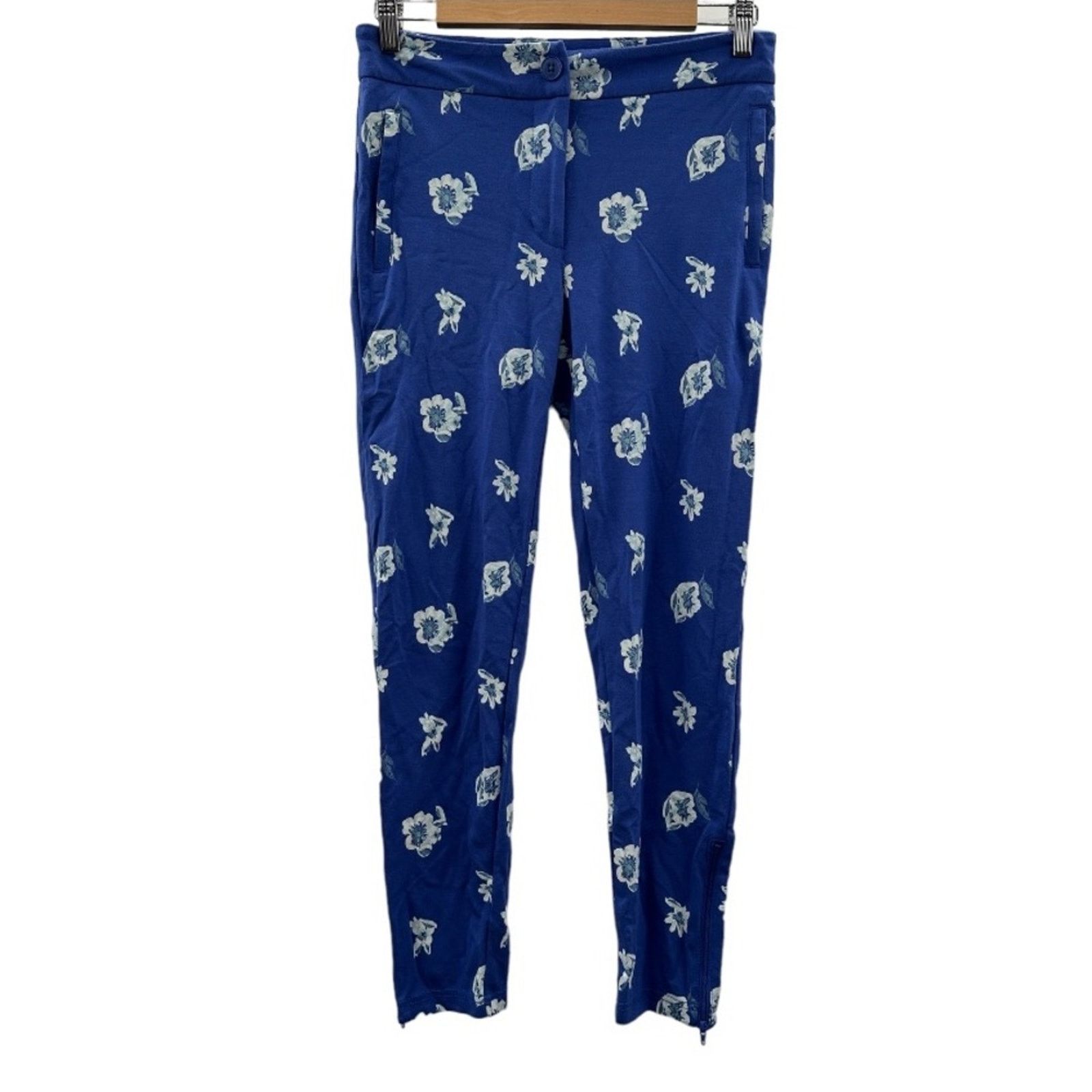 Betabrand Betabrand Blue & White Floral Bootcut Stretch Pants Size S Size 27" / US 4 / IT 40 - 1 Thumbnail