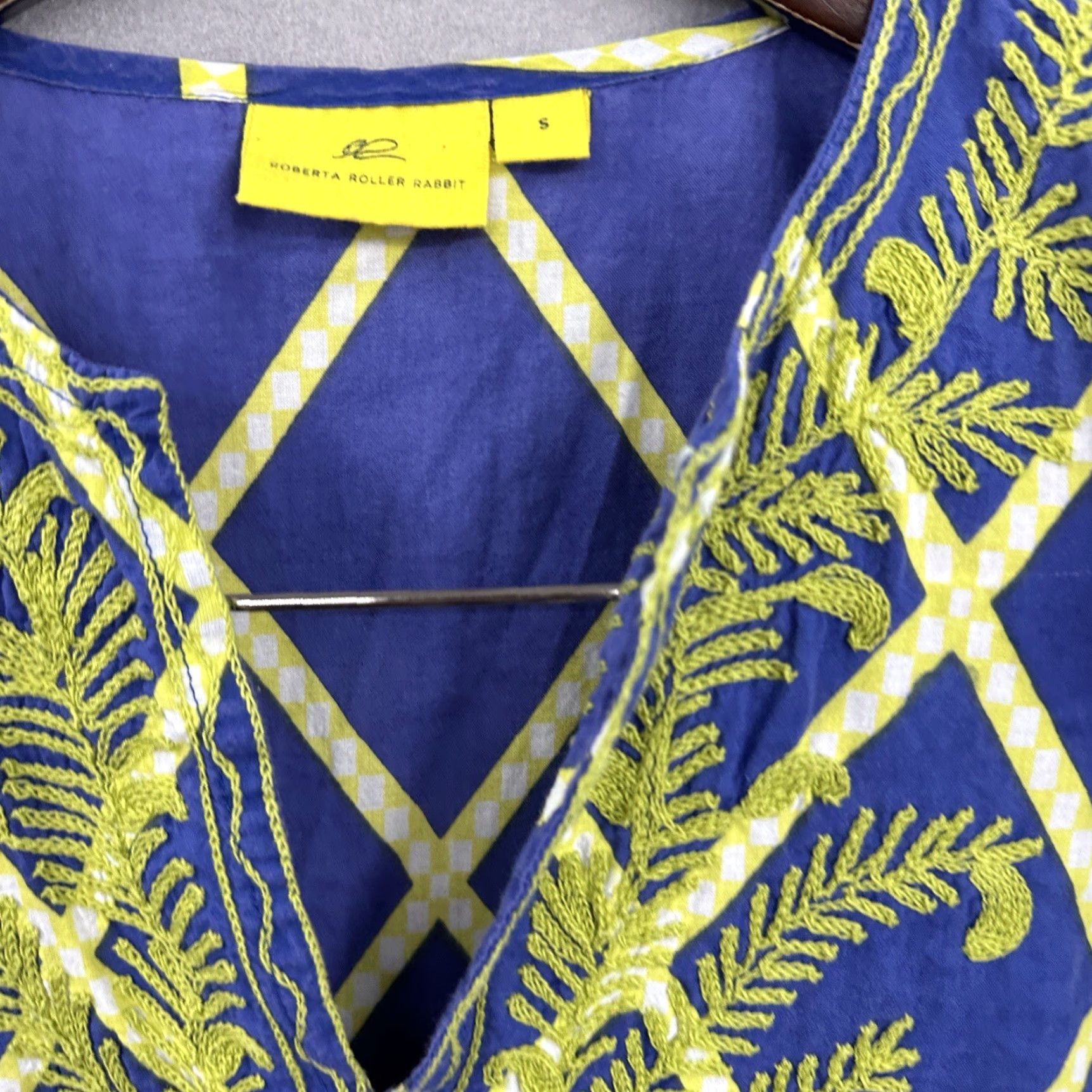 Vintage Roberta Roller Rabbit Blouse Womens S Blue Floral Quiet Luxury Peasant Tunic Shirt Womens S Blue Floral Peasant Tunic Size S / US 4 / IT 40 - 7 Thumbnail