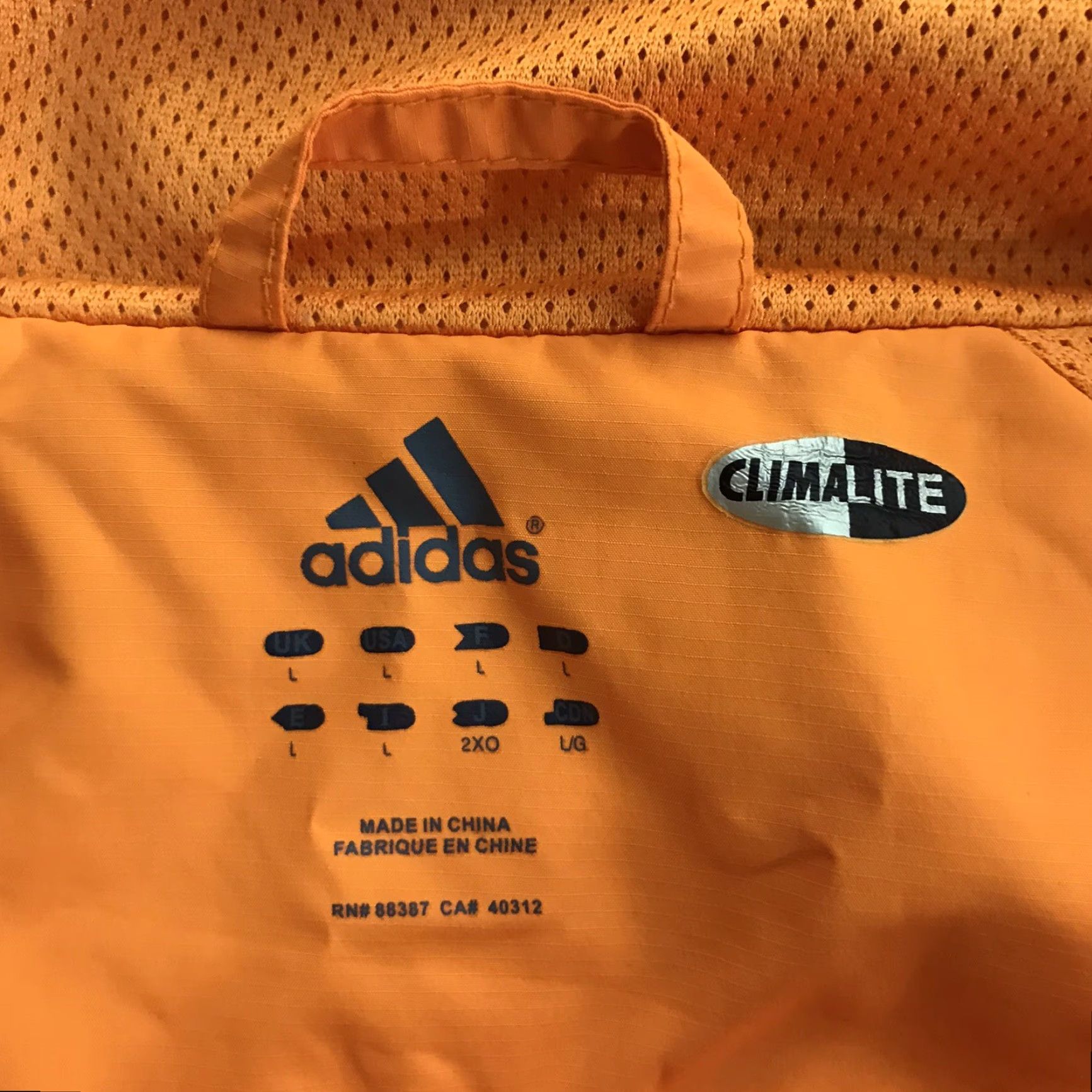 Adidas Adidas Climalite TN Vols Full Zip Windbreaker Jacket Mens Size L Color Orange Size US L / EU 52-54 / 3 - 7 Thumbnail