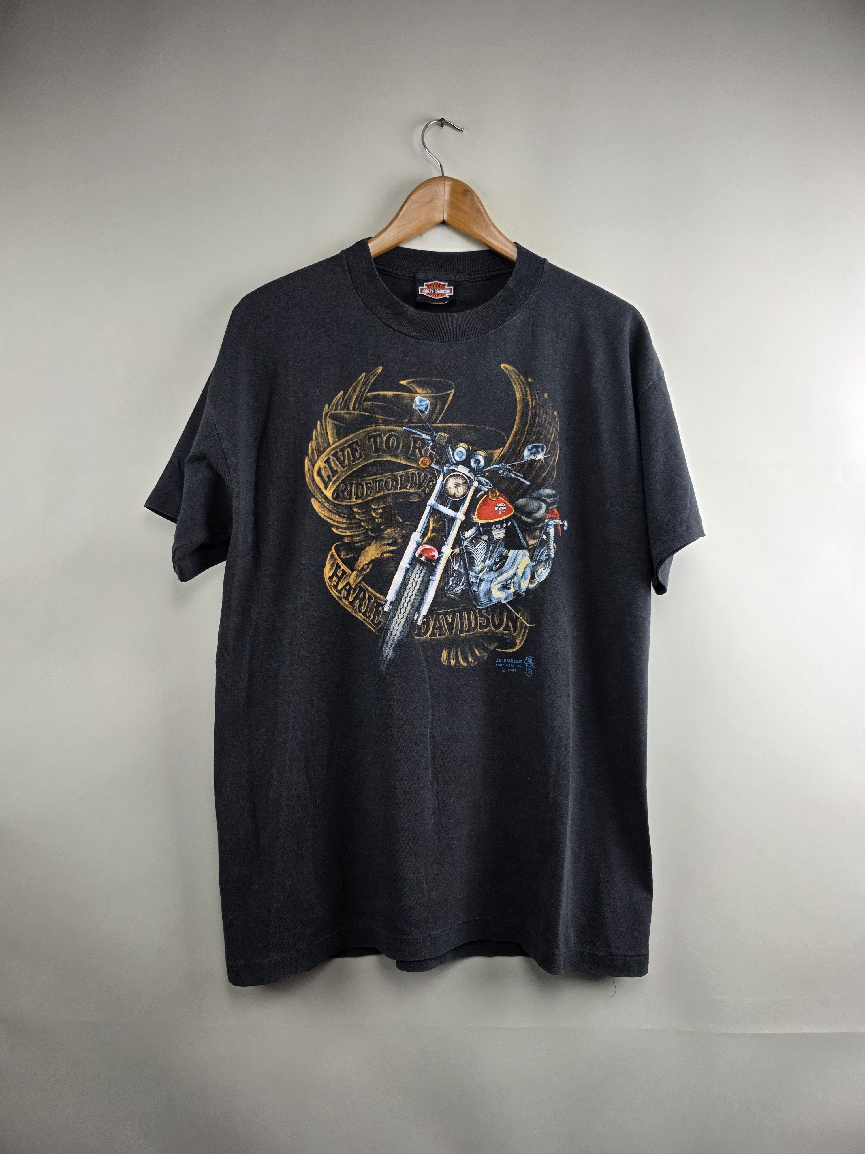 Harley Davidson × Vintage 1989 Live to ride Harley Davidson 3D Emblem XL 21.5" 29" Size US XL / EU 56 / 4 - 1 Thumbnail