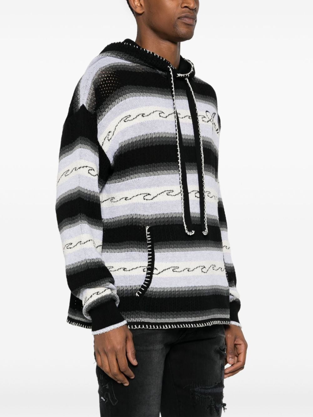 Amiri o1orln1025 Wave Striped Hoodie in Multicolor Size US M / EU 48-50 / 2 - 3 Thumbnail