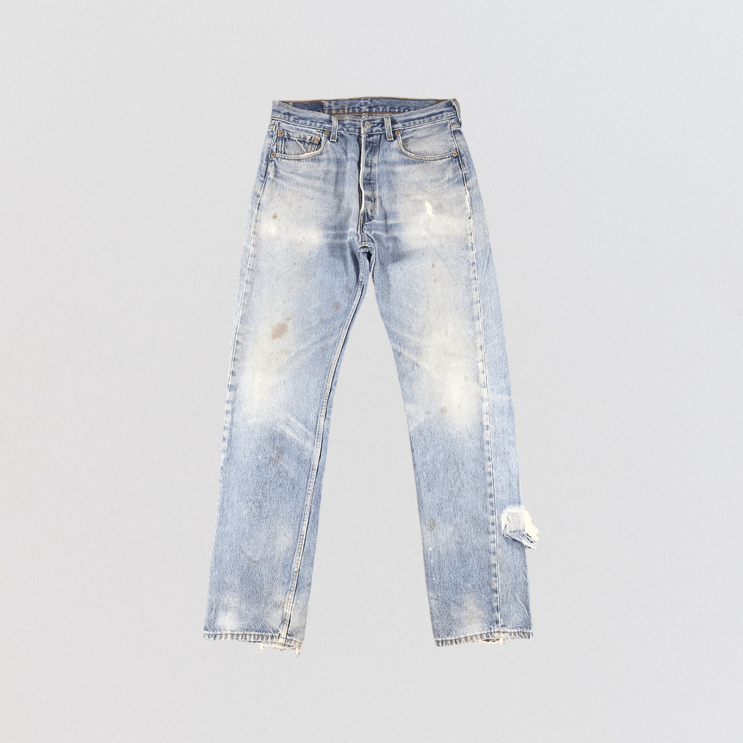 image of Vintage 90's Dirty Ripped Light Wash Levis 501 Jeans-Jm922 in Blue, Men's (Size 30)