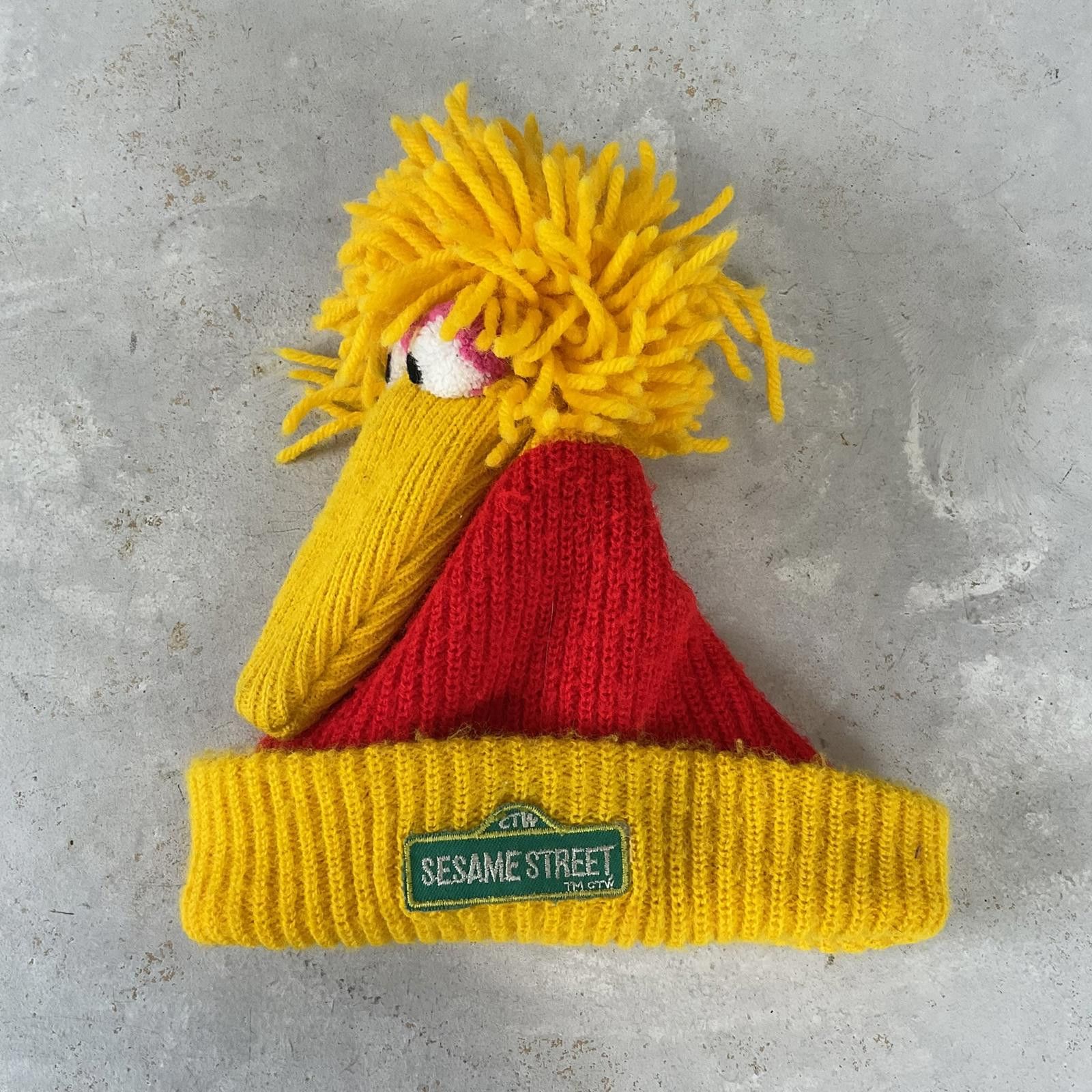 Designer Vintage 80's Sesame Street big bird kids winter beanie hat Size ONE SIZE - 1 Thumbnail