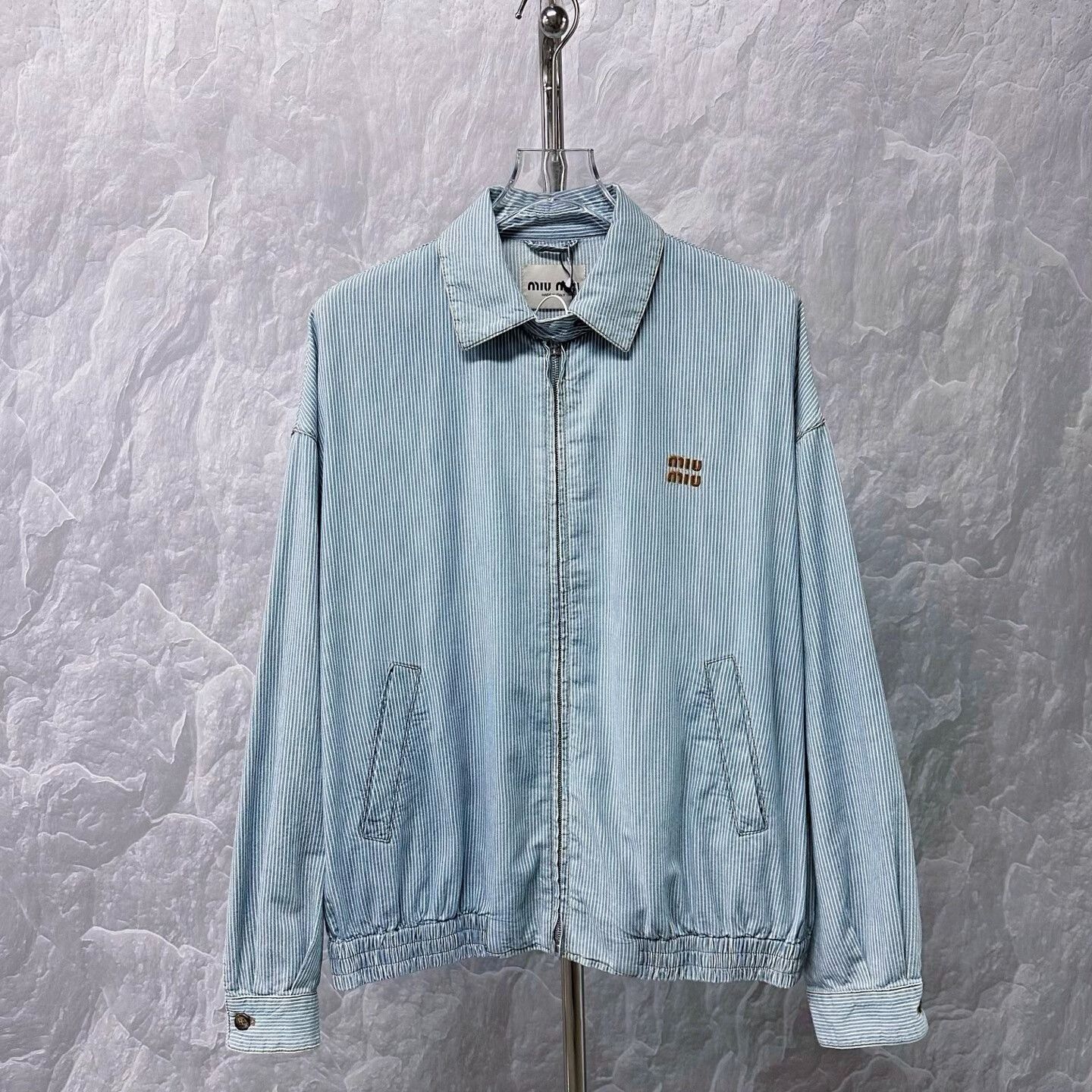Miu Miu miu miu striped denim jacket with embroidery Size M / US 6-8 / IT 42-44 - 1 Thumbnail