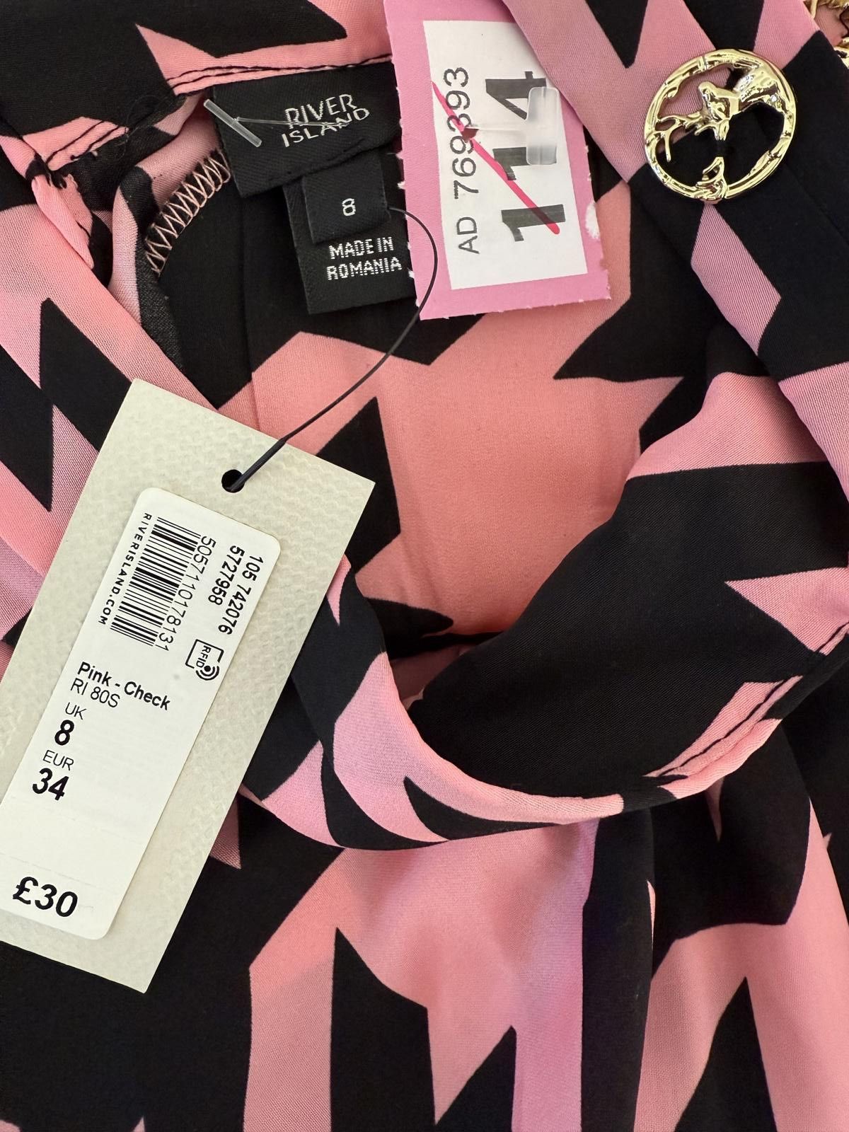 River Island River Island Pink and Black Houndstooth Sleeveless Top Size Size S / US 4 / IT 40 - 2 Thumbnail
