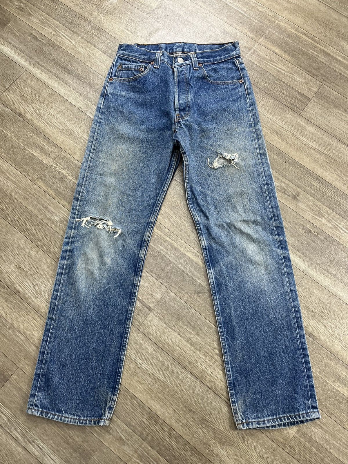 Levi's Vintage Clothing 🇺🇸1970s Vintage Levis 501 LVC 29x32 Distressed Blue Jeans Size US 29 - 1 Thumbnail
