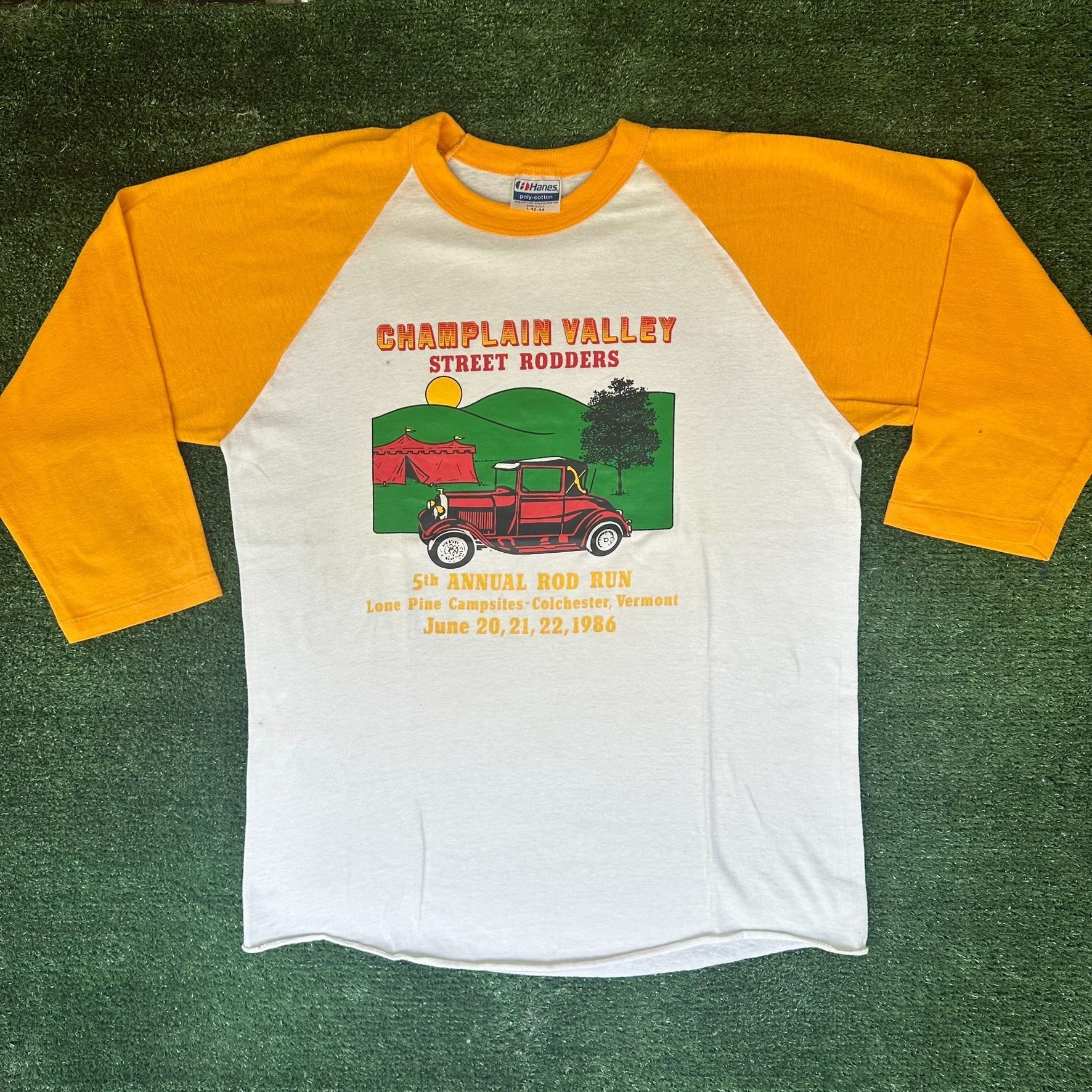 Hanes Vintage 80s Champlain Valley Hot Rods Raglan T-Shirt Single Size US L / EU 52-54 / 3 - 1 Thumbnail