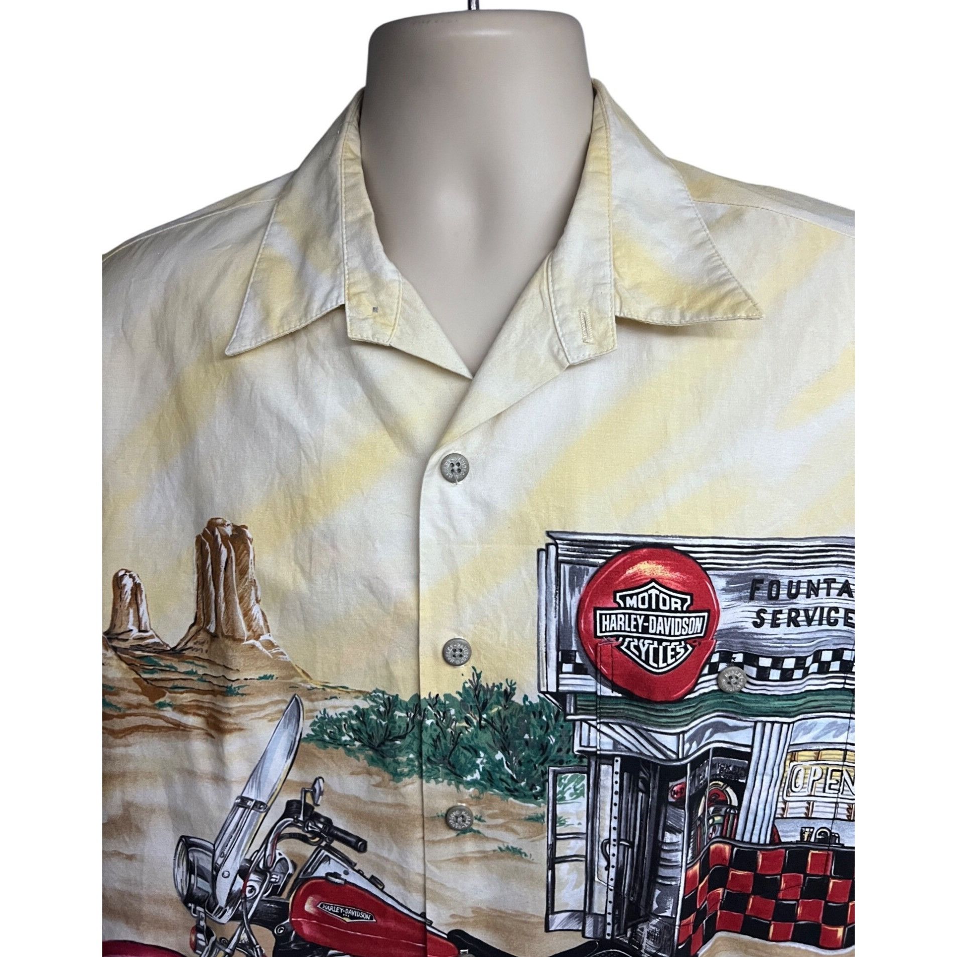 Harley Davidson Harley Davidson Mens Vintage Yellow Motorcycle Big Print But Size US L / EU 52-54 / 3 - 5 Thumbnail