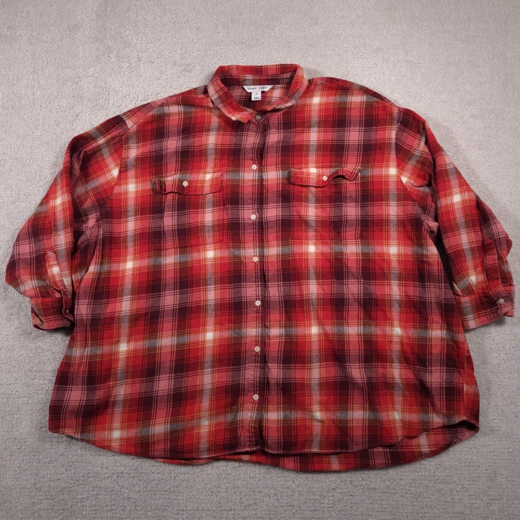 Old Navy Old Navy Shirt Womens 4X Red Plaid Boyfriend Flannel Button Down Long Sleeve Size XXL / US 16-18 / IT 52-54 - 2 Thumbnail