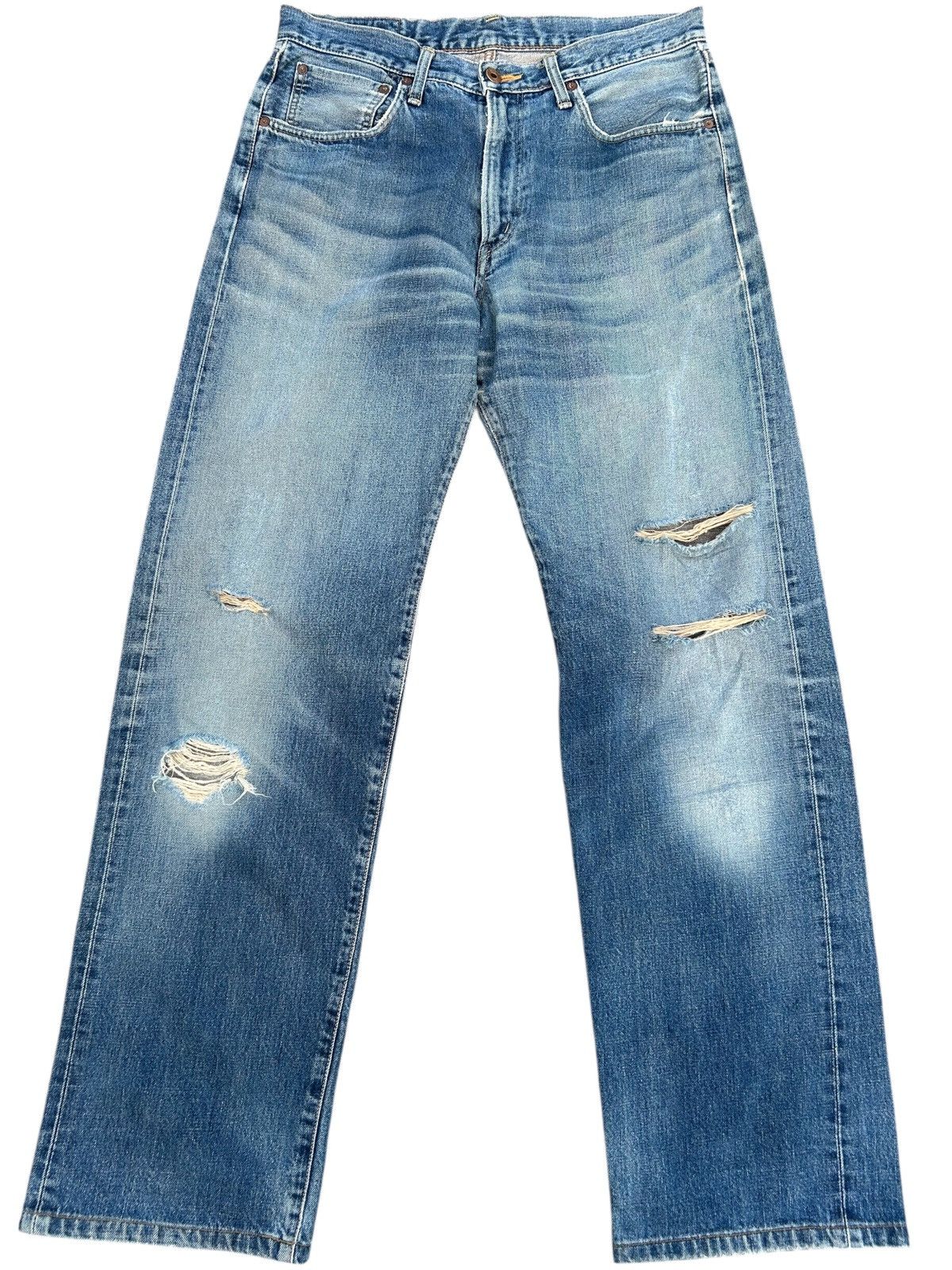 Kapital Thrashed Vintage Edwin 505x Selvedge Distressed Denim jeans Size US 33 - 1 Thumbnail
