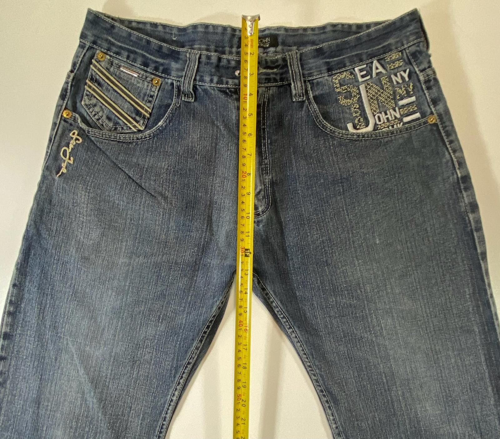 Other Vintage Sean John Blue Denim Jeans with Embroidered Details Size US 33 - 2 Thumbnail
