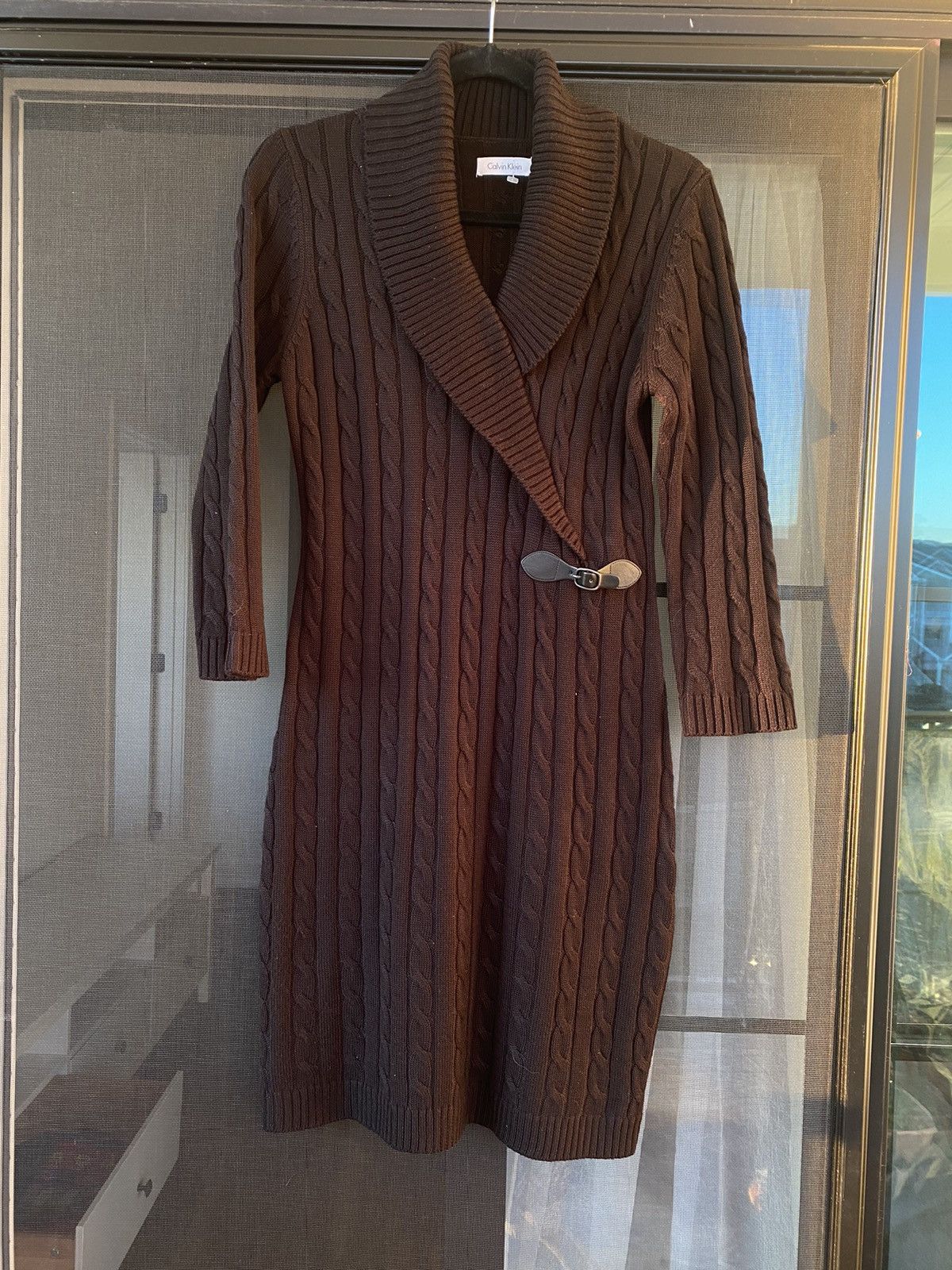 Calvin Klein Calvin Klein Buckle Black Wrap Cable Knit Sweater dress S M Size M / US 6-8 / IT 42-44 - 2 Thumbnail