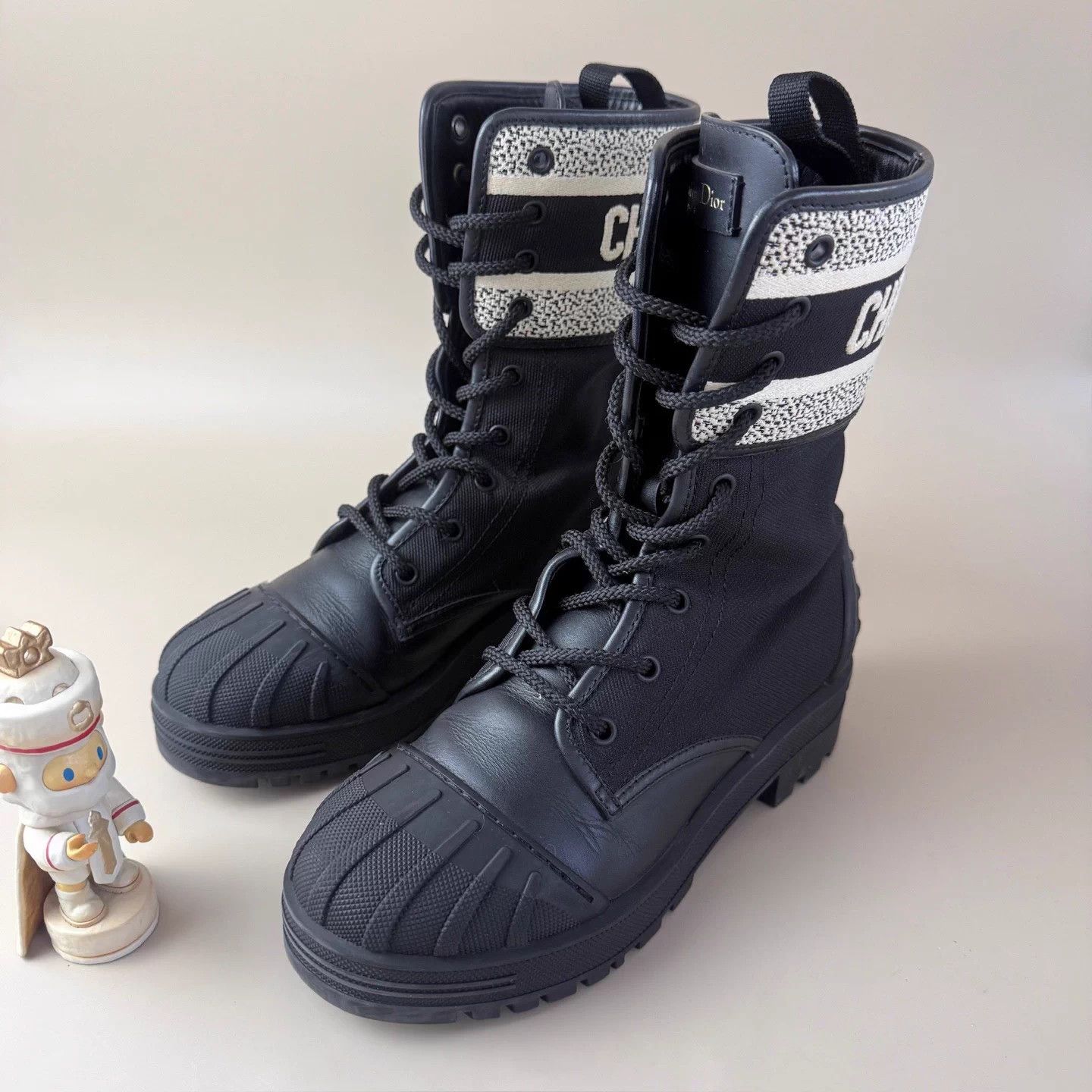 Dior B&W Shelltoe Embroidered Short Boots
