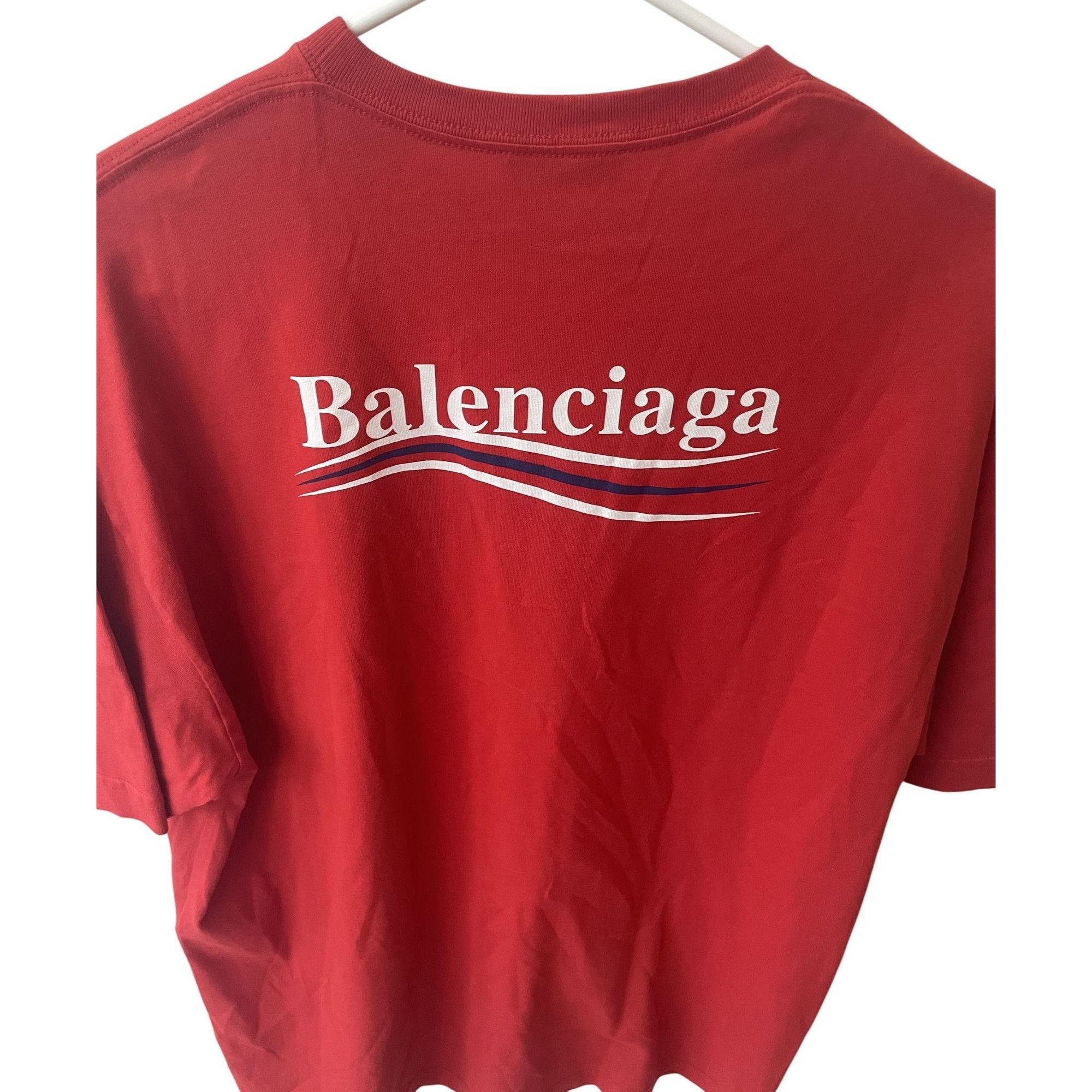 Balenciaga Balenciaga Red Logo T-Shirt XS Cotton Crewneck Short Sleeve Size XS / US 0-2 / IT 36-38 - 4 Thumbnail