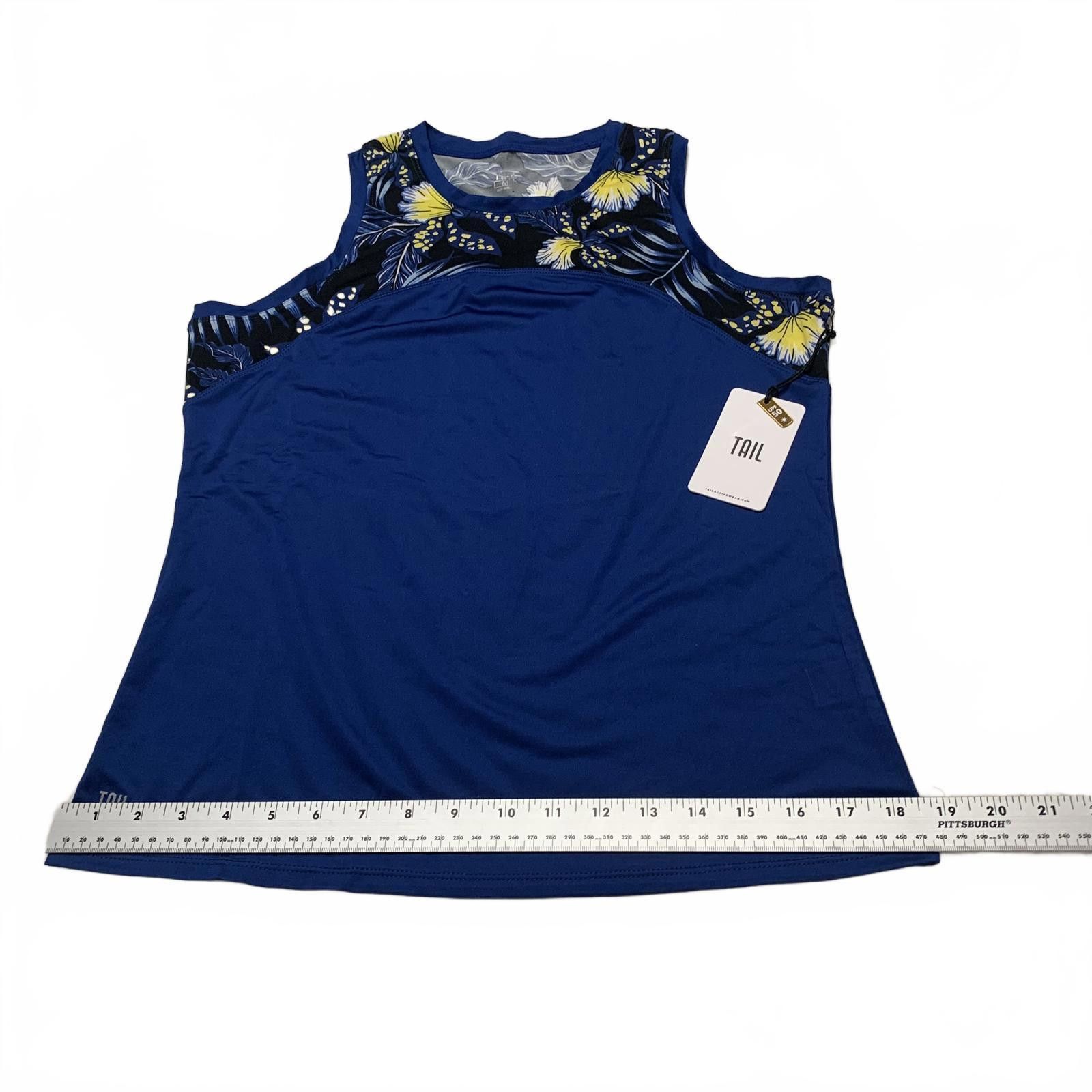 Ann Taylor TAIL Women's Sz M Debbie Blue Jungle Sleeveless Floral Top Size ONE SIZE - 6 Thumbnail