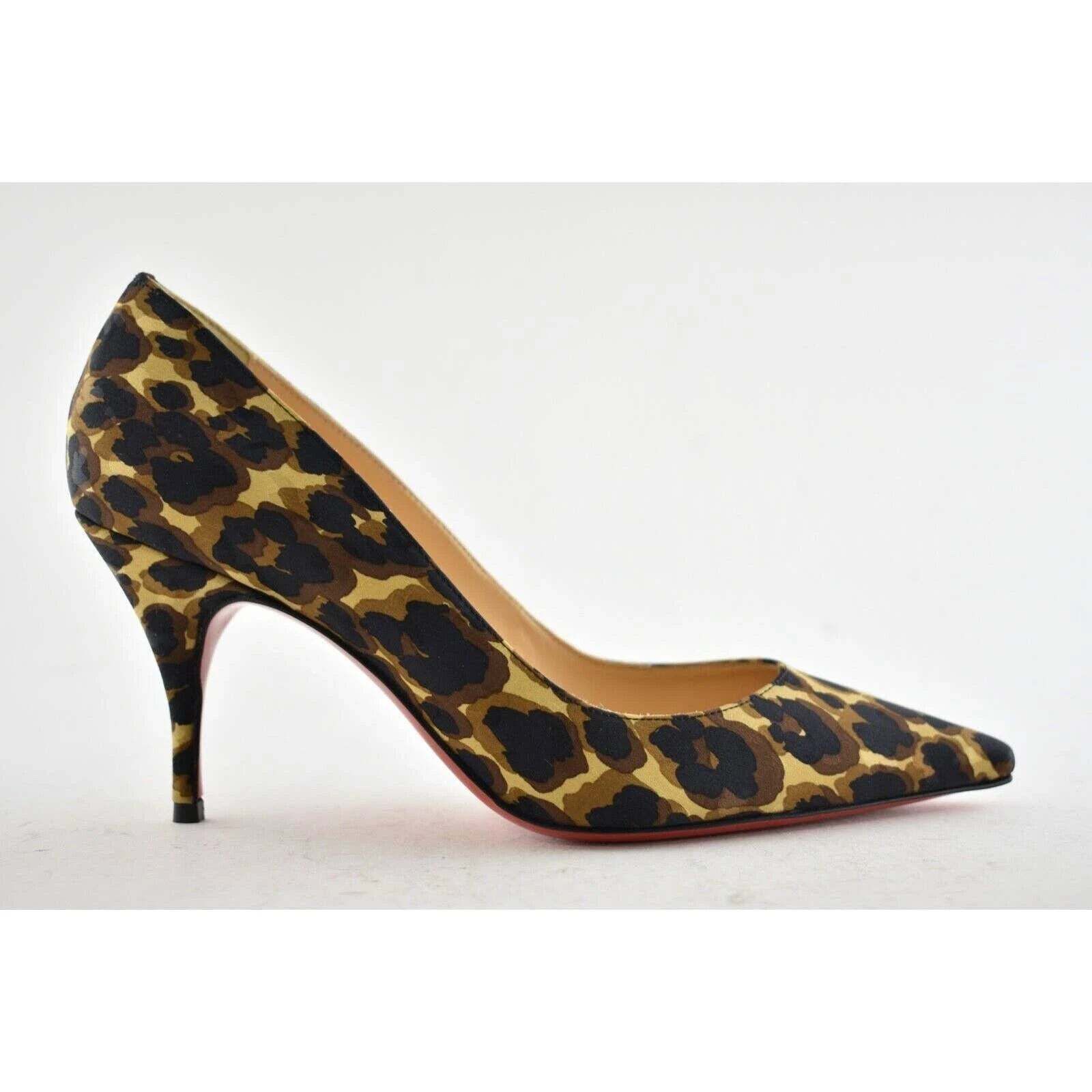 Christian Louboutin Christian Louboutin Clare 80 Soie Leopard Brown Black Silk Size US 6 / IT 36 - 1 Thumbnail
