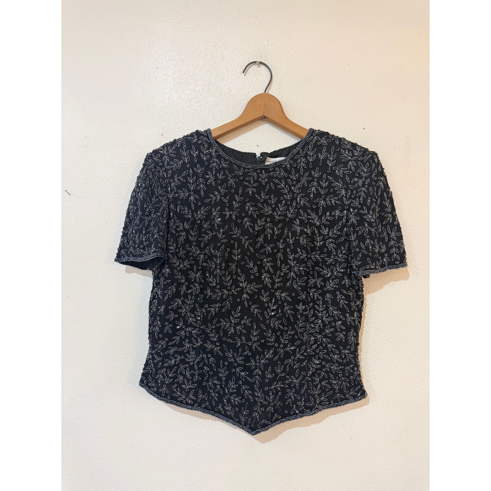 Adrianna Papell Late 90s Beaded Silk Basque Waist Top size 12 Size XL / US 12-14 / IT 48-50 - 2 Thumbnail