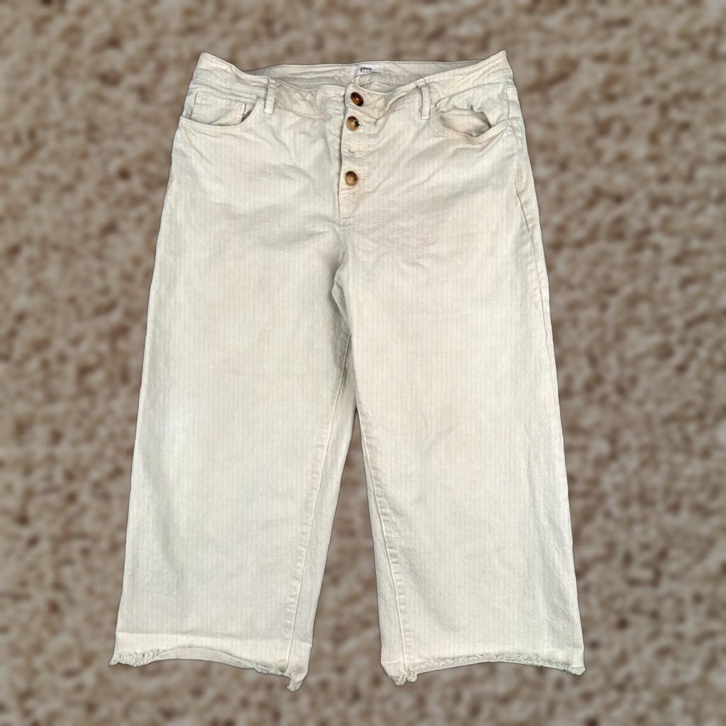 Loft VINTAGE LOFT Jeans Women 14 White Denim Wide-Leg High Rise Zip 34x22 Read Me Size 36" / US 14 / IT 50 - 1 Thumbnail