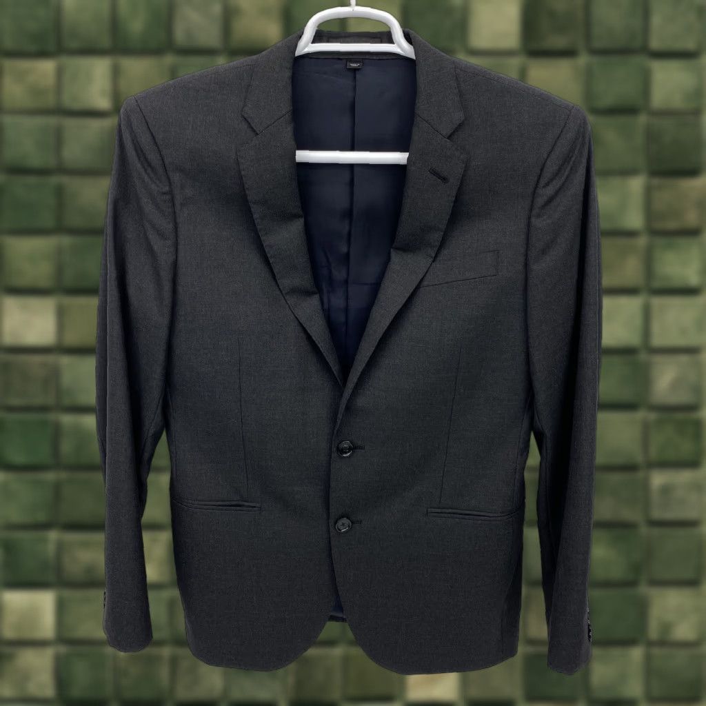 J.CREW Blazer Men's 38S Sport Coat Single-Breasted 2-Button Wool Gray Short Notch Lapel Vintage No - 40 Chest 29 Length 25 Arm 18 Shoulder