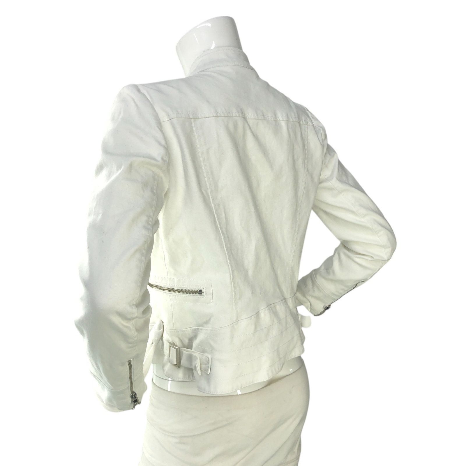 Banana Republic Banana Republic Sz XSP Jacket Soco Moto Cotton Stretch White Size XS / US 0-2 / IT 36-38 - 6 Thumbnail