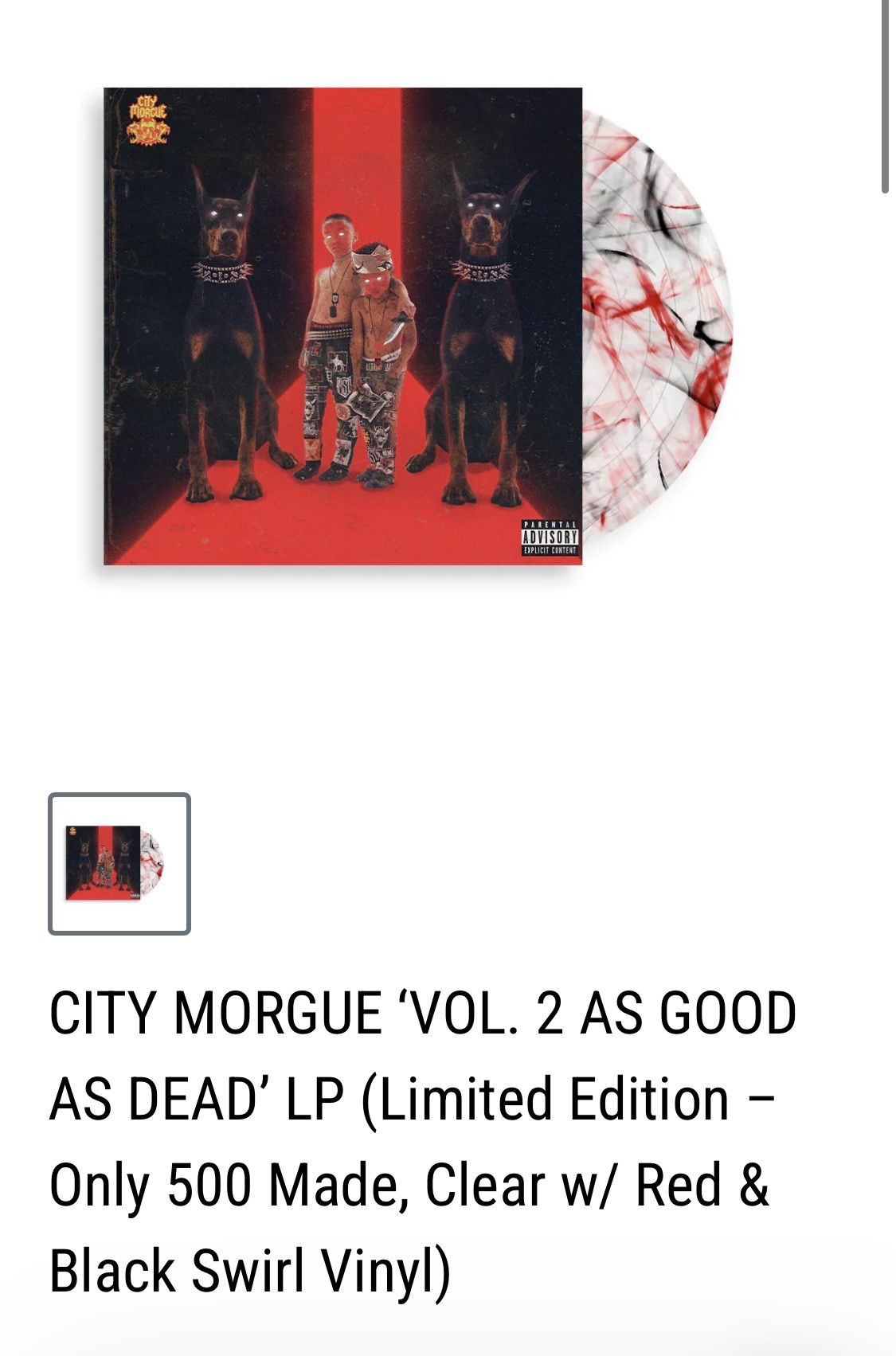 Only 500 made City morgue as good as dead vol.2 vinyl album