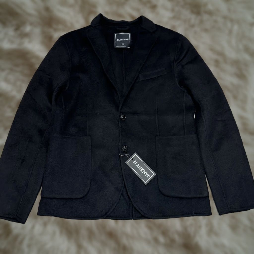 Vintage BLANKNYC Mens Wool Blend Jacket Blazer Two Button Black M NWT Casual Formal Blazer Wool Blends Jacket Mens Black NWT Size 40R - 1 Thumbnail