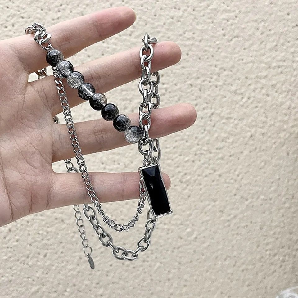 Other Double Layers Black Stone Choker Necklaces Size ONE SIZE - 1 Thumbnail