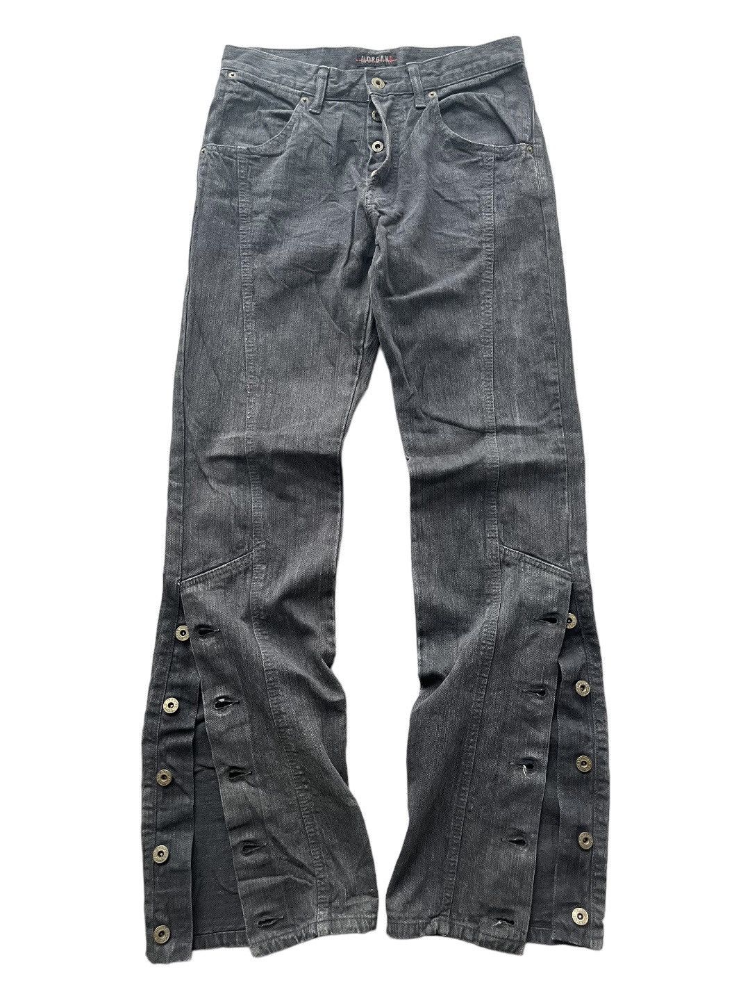 If Six Was Nine JAPANESE MORGAN HOMME FLARE BUTTON BLACK WASHED JEANS PUNK Size US 30 / EU 46 - 1 Thumbnail