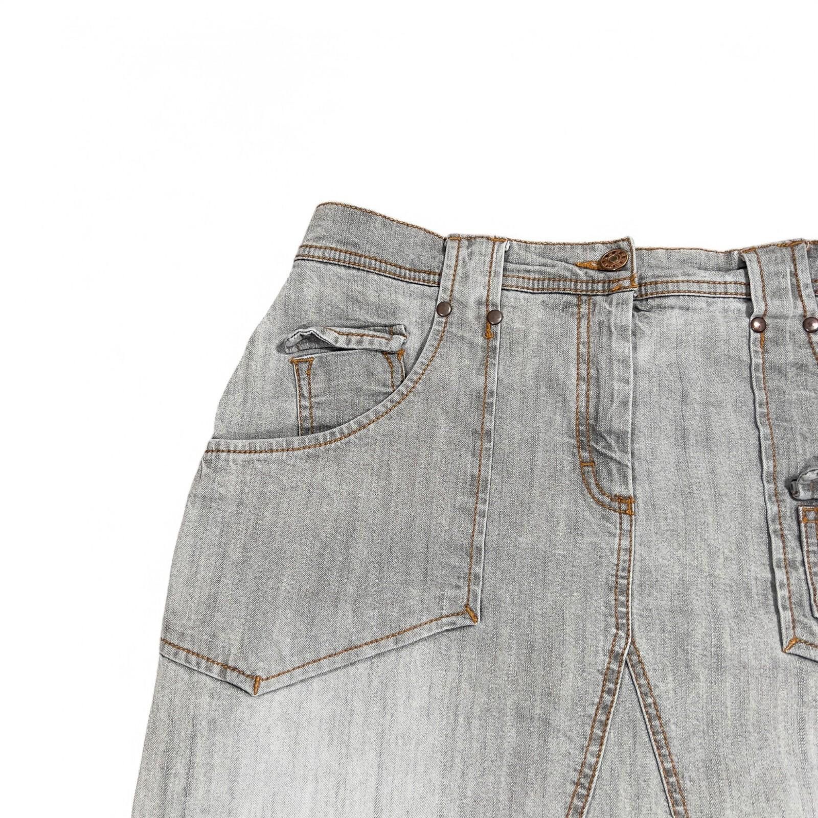 The Unbranded Brand Vintage Y2K Light Grey Denim Cargo Midi Skirt Size M Size 28" / US 6 / IT 42 - 3 Thumbnail