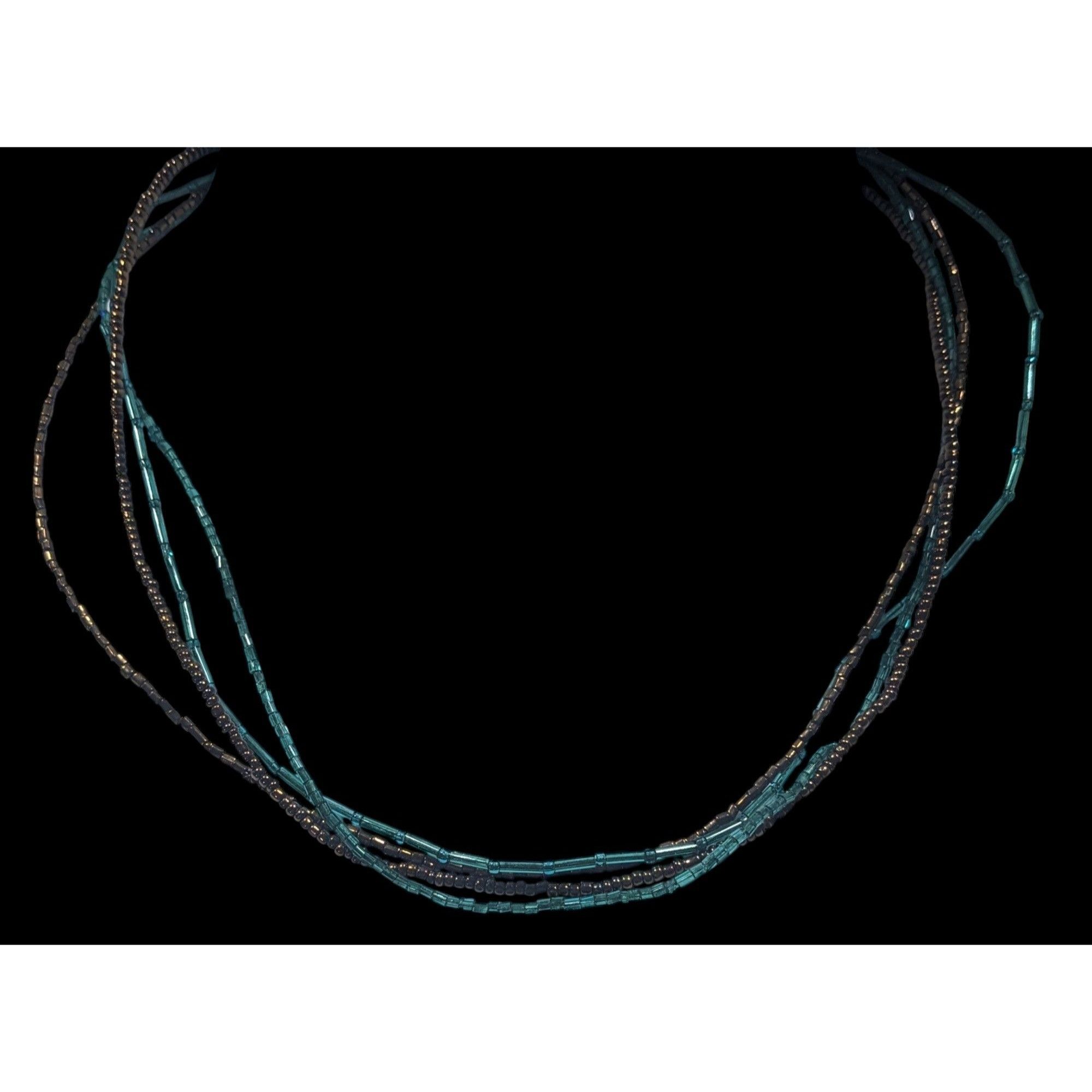Other Earthy Blue And Copper Tone Glass Beaded Layered Necklace Size ONE SIZE - 4 Thumbnail