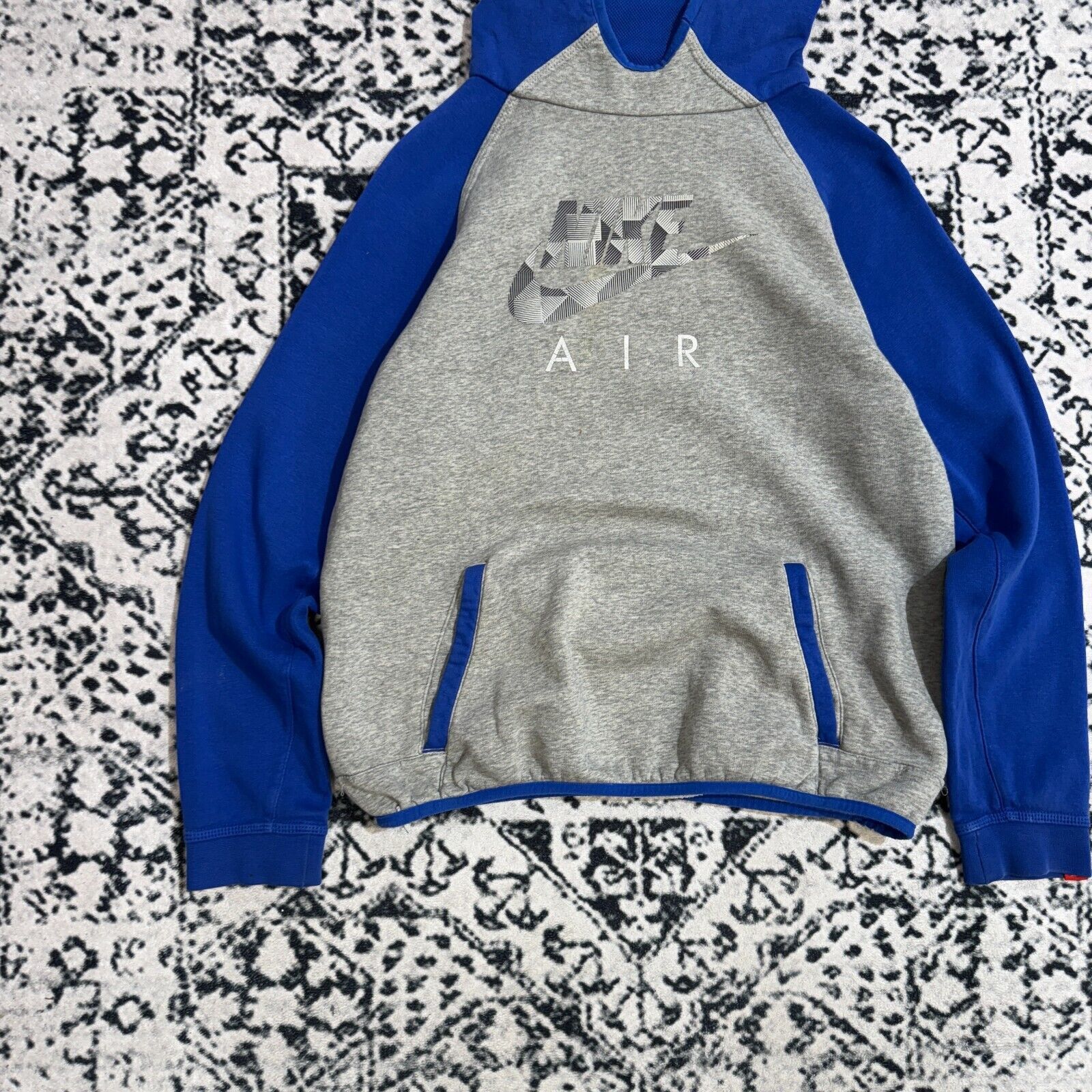 Nike × Vintage Vintage Nike Blue Gray Cotton Hoodie Size S Tech Fleece 90s Size US S / EU 44-46 / 1 - 3 Thumbnail