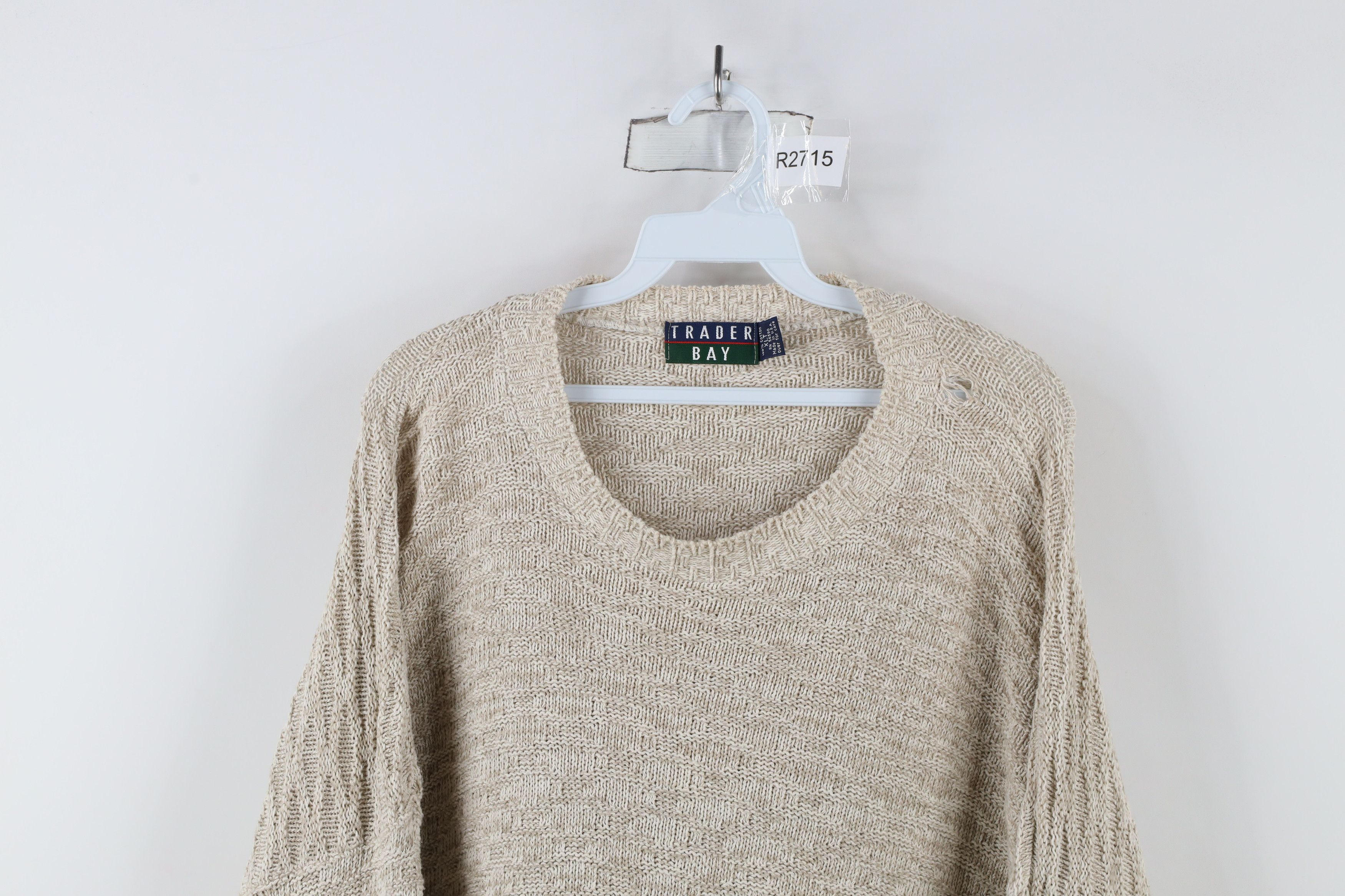 Vintage Vintage 90s Streetwear Blank Cotton Weave Knit Sweater USA Size US XL / EU 56 / 4 - 2 Thumbnail