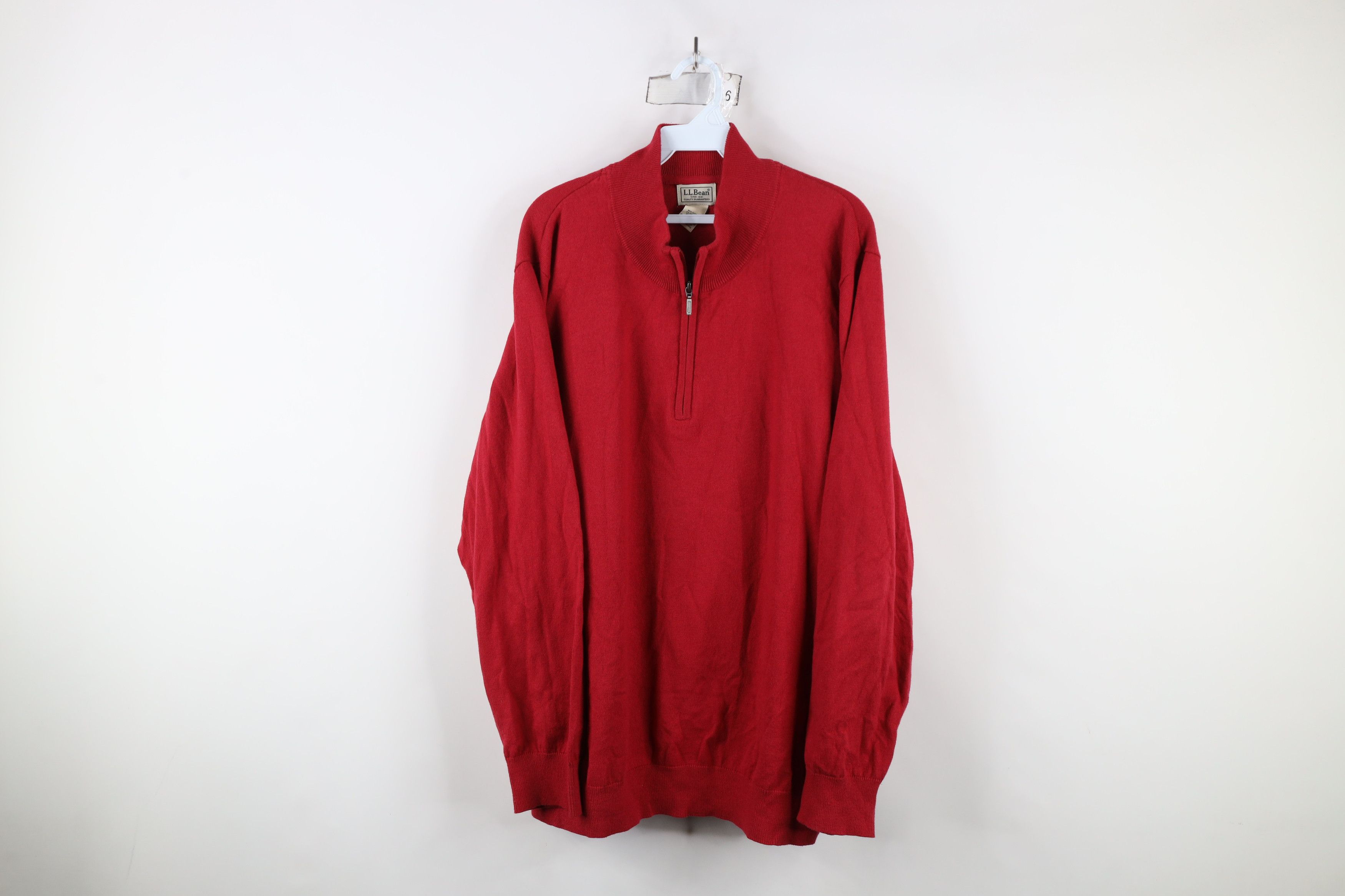 Vintage LL Bean Cashmere Blend Half Zip Pullover Sweater Red