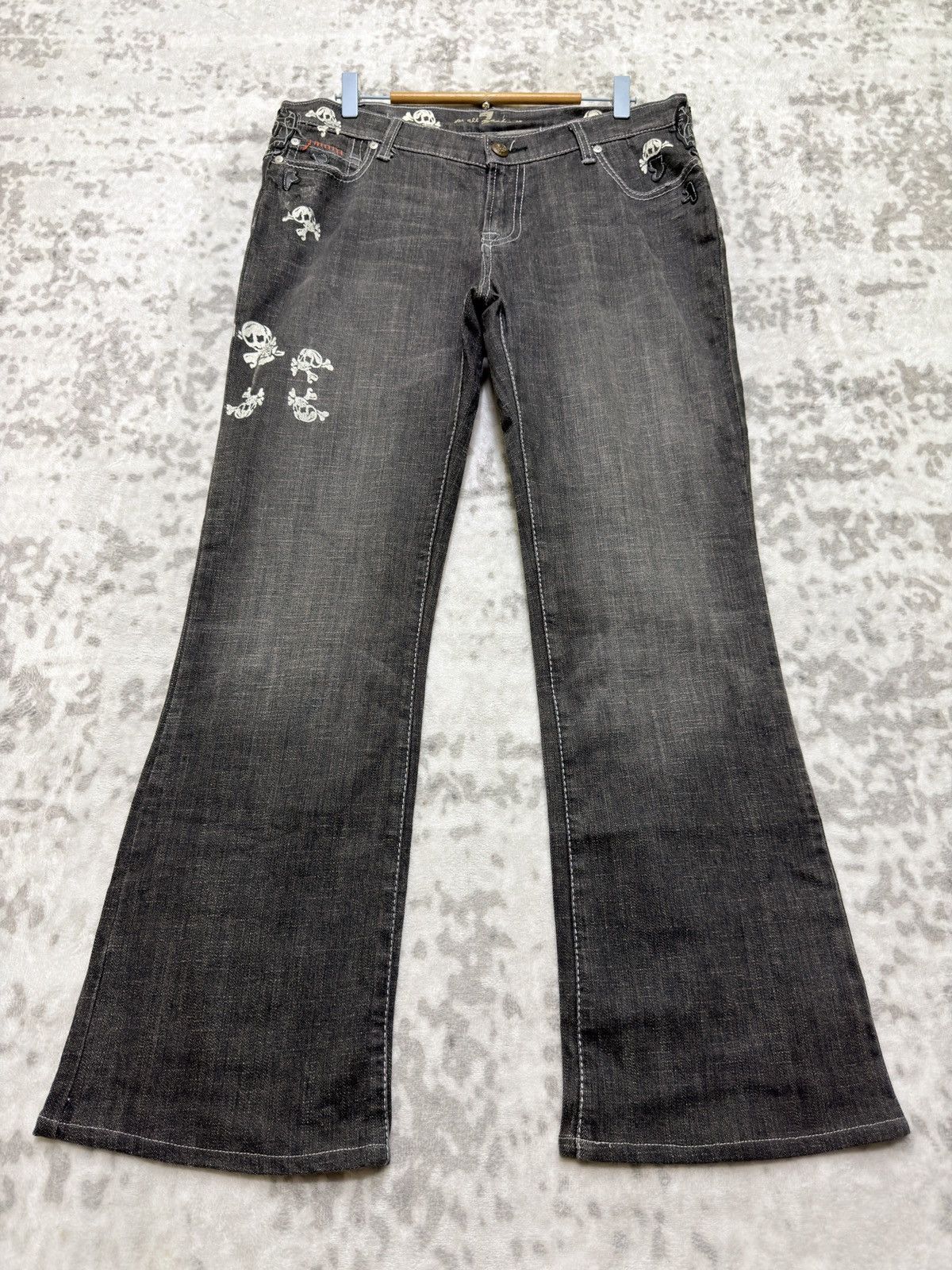 7 For All Mankind VINTAGE FLARED FOR ALL MANKIND 7 ☠️ PATCHES DENIM Size US 34 / EU 50 - 1 Thumbnail