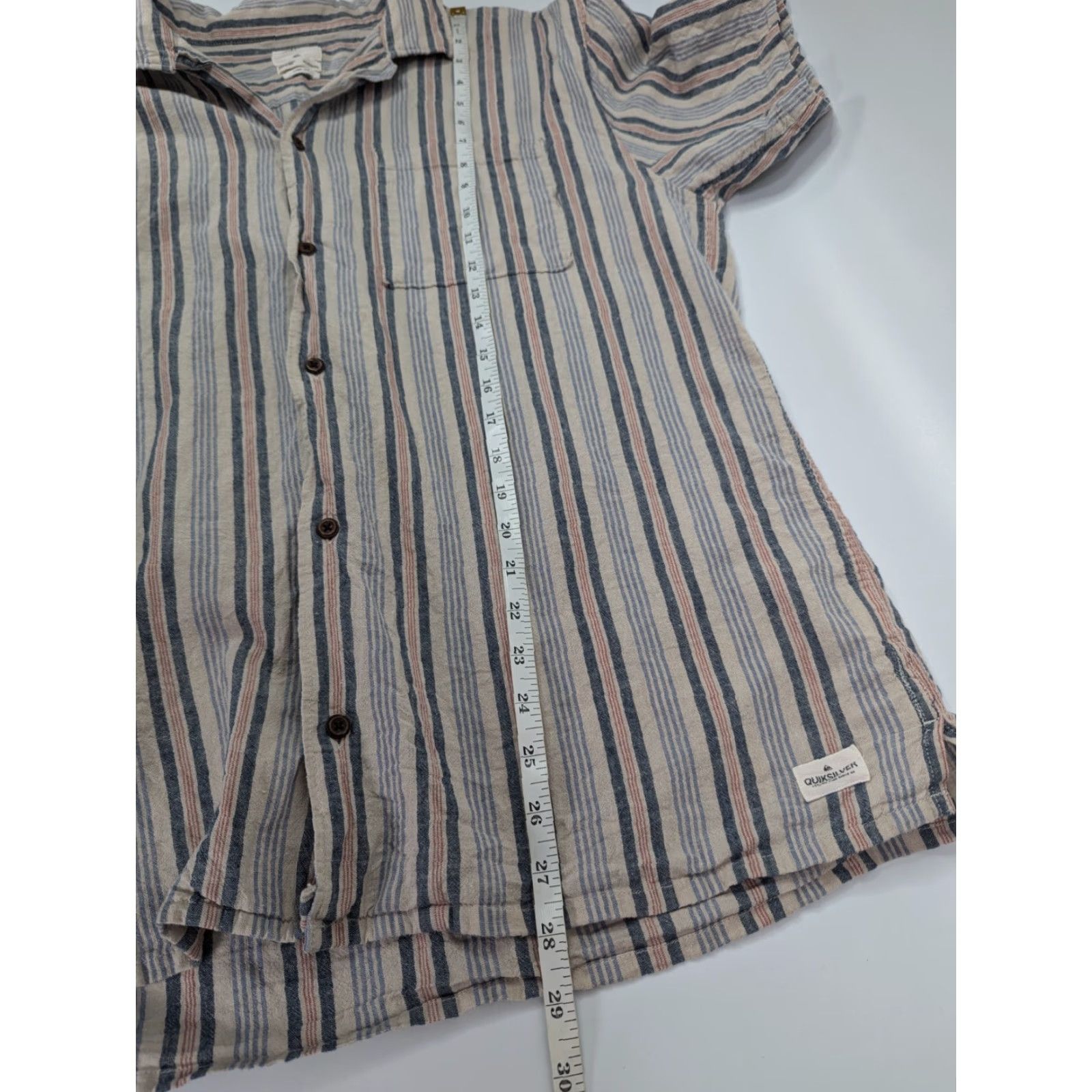 Quiksilver Quiksilver Camp Fit Coconut Dingo Stripe Shirt Men's XL Hawaiian Aloha Hemp Beach Classic Luau Pattern Striped Short Sleeve Button-Up Size US XL / EU 56 / 4 - 3 Thumbnail